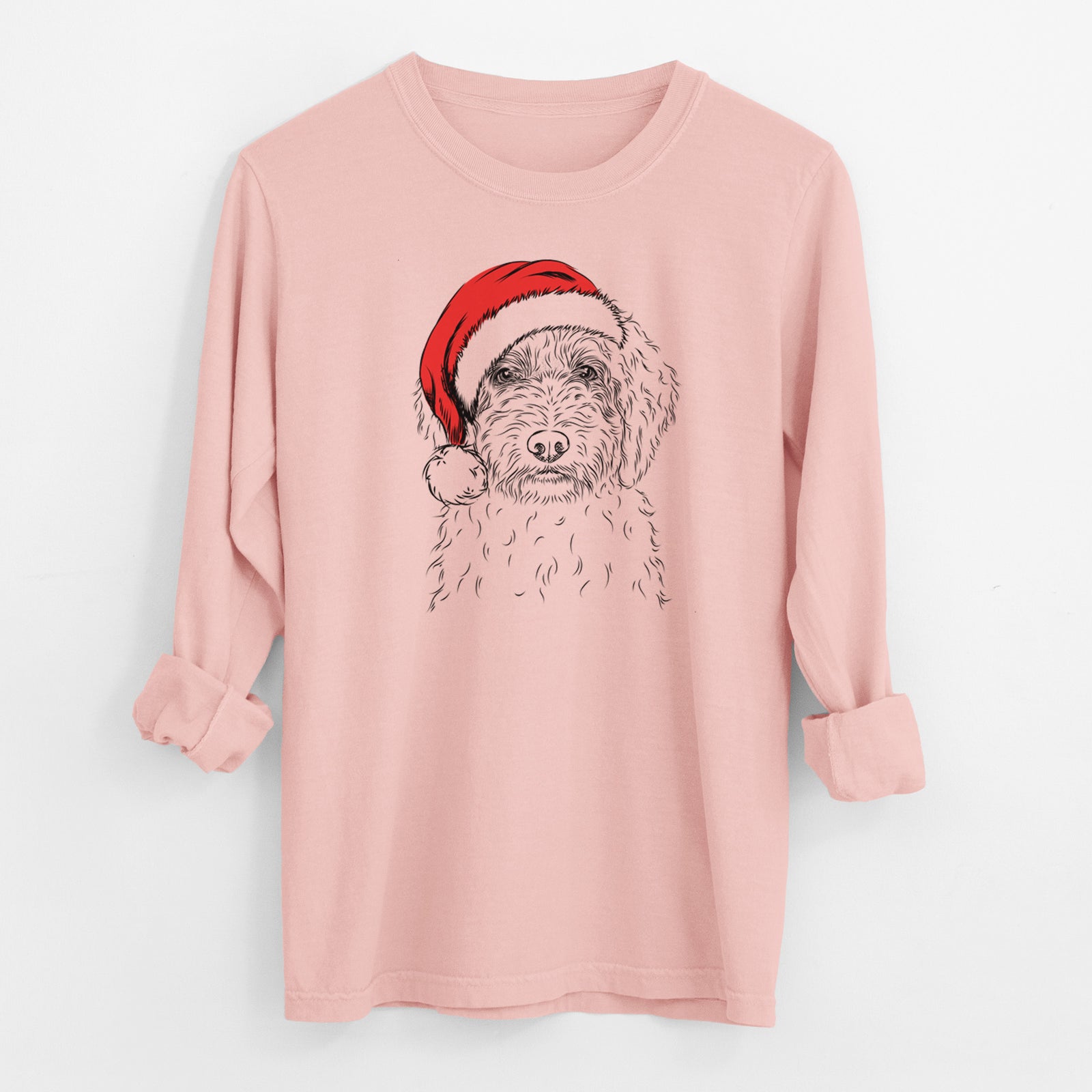 Santa Teddy the Labradoodle - Men's Heavyweight 100% Cotton Long Sleeve