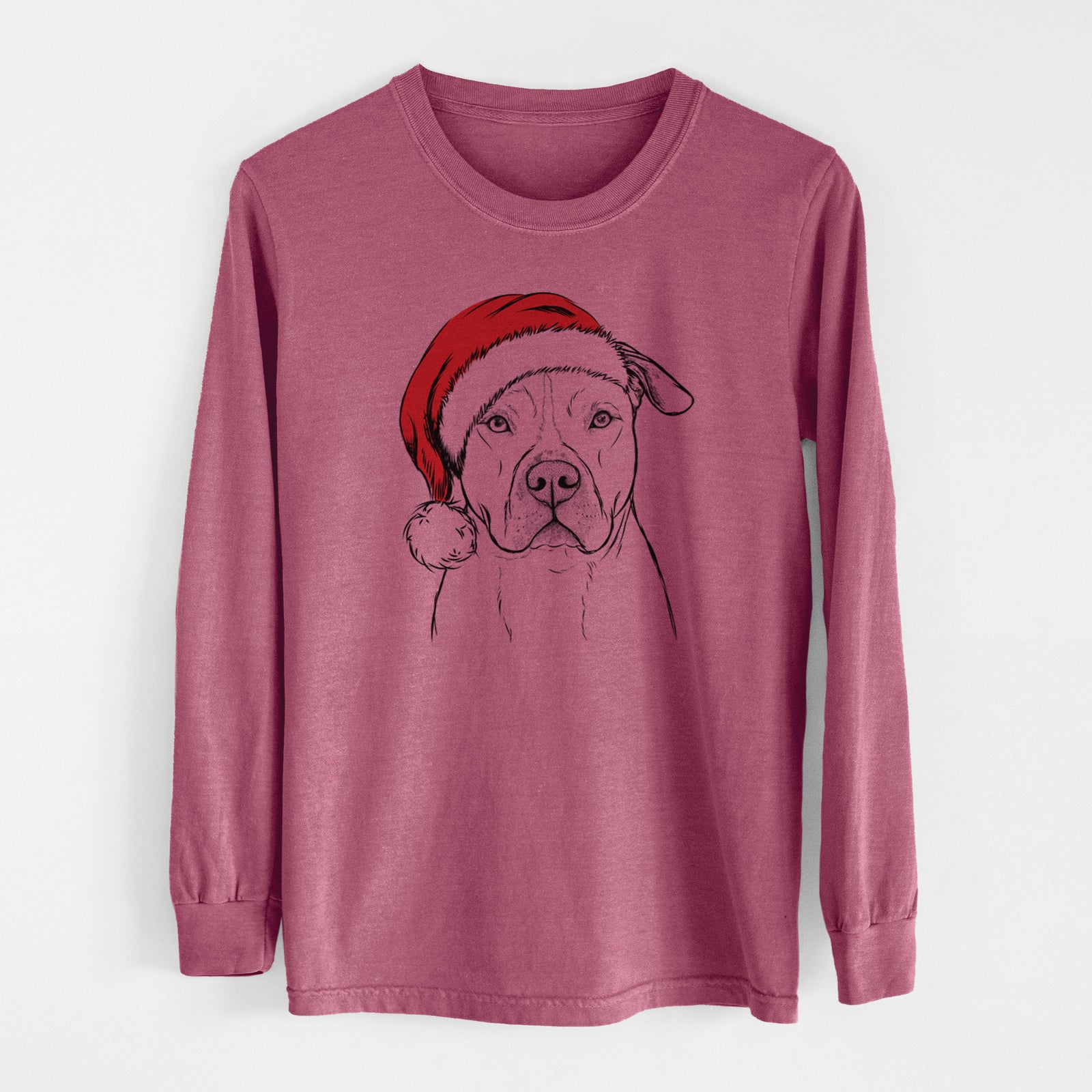 Santa Teddy Jam the Pitbull - Men's Heavyweight 100% Cotton Long Sleeve