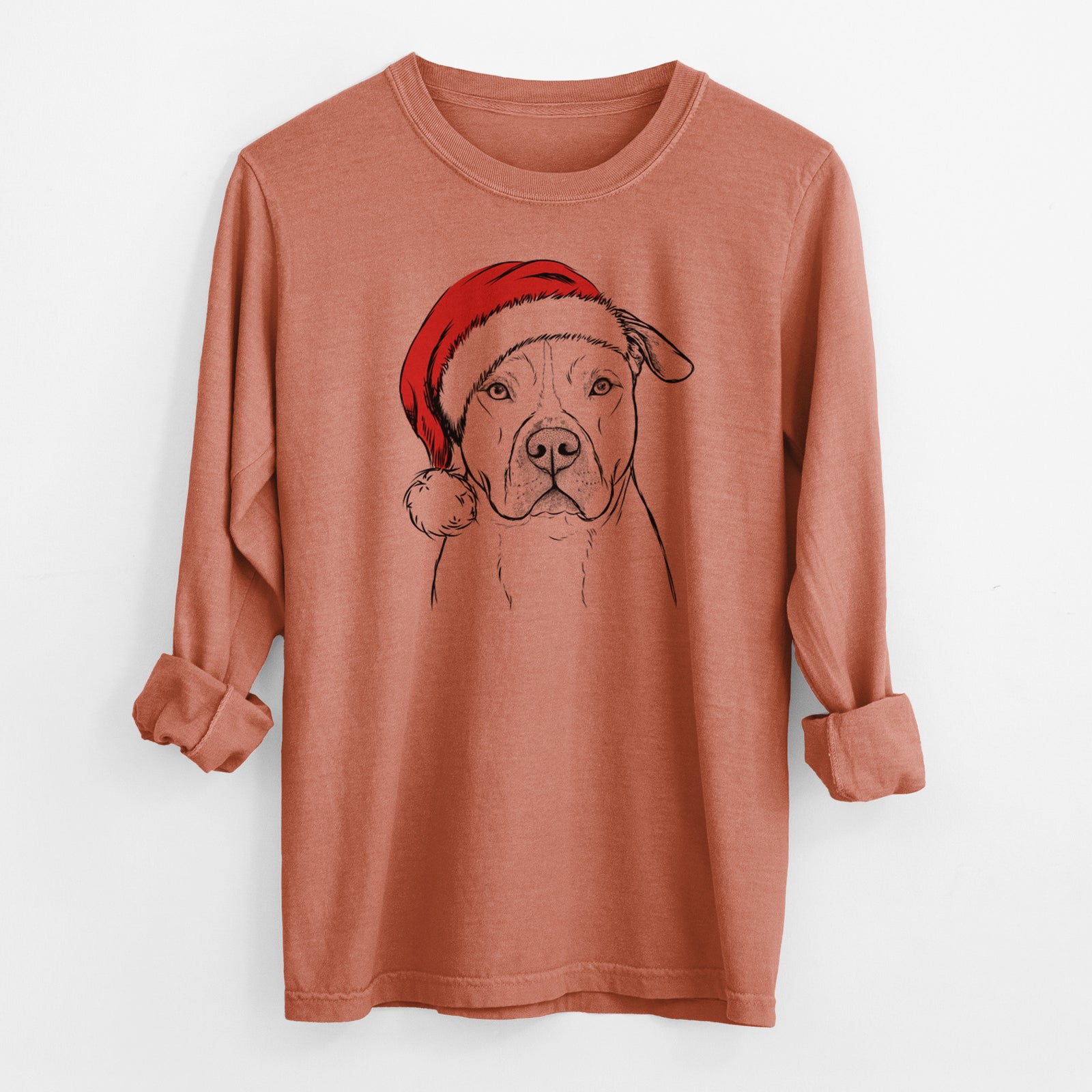 Santa Teddy Jam the Pitbull - Men's Heavyweight 100% Cotton Long Sleeve