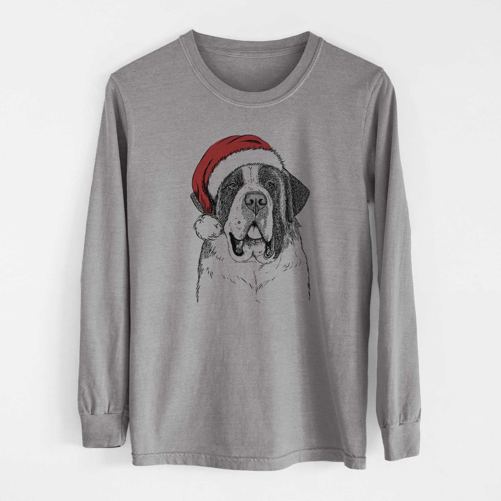 Santa Thor the Saint Bernard - Men's Heavyweight 100% Cotton Long Sleeve