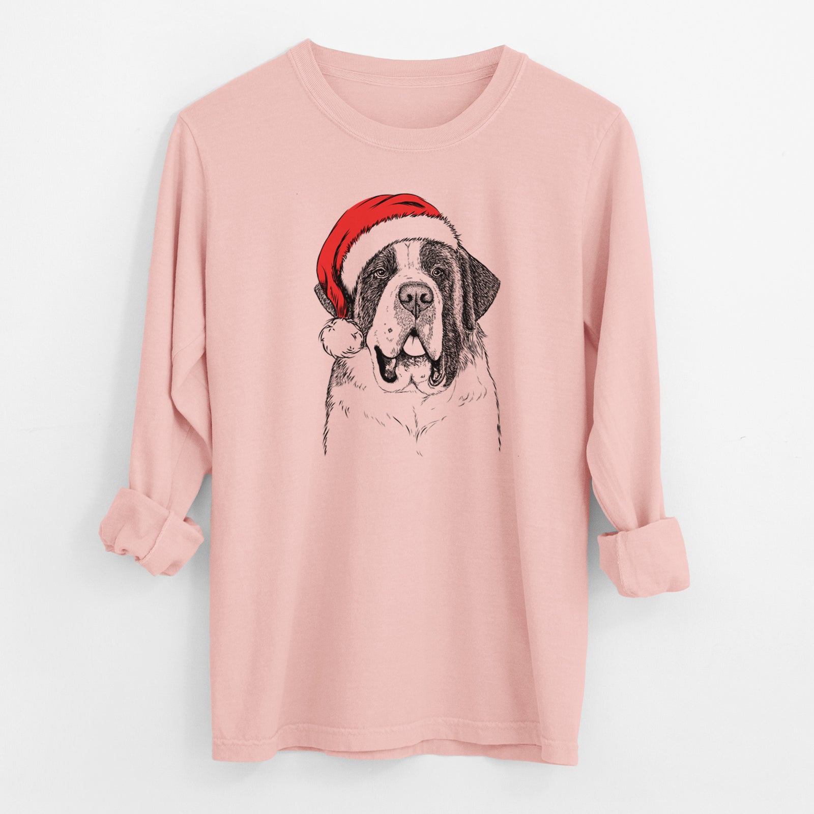 Santa Thor the Saint Bernard - Men's Heavyweight 100% Cotton Long Sleeve