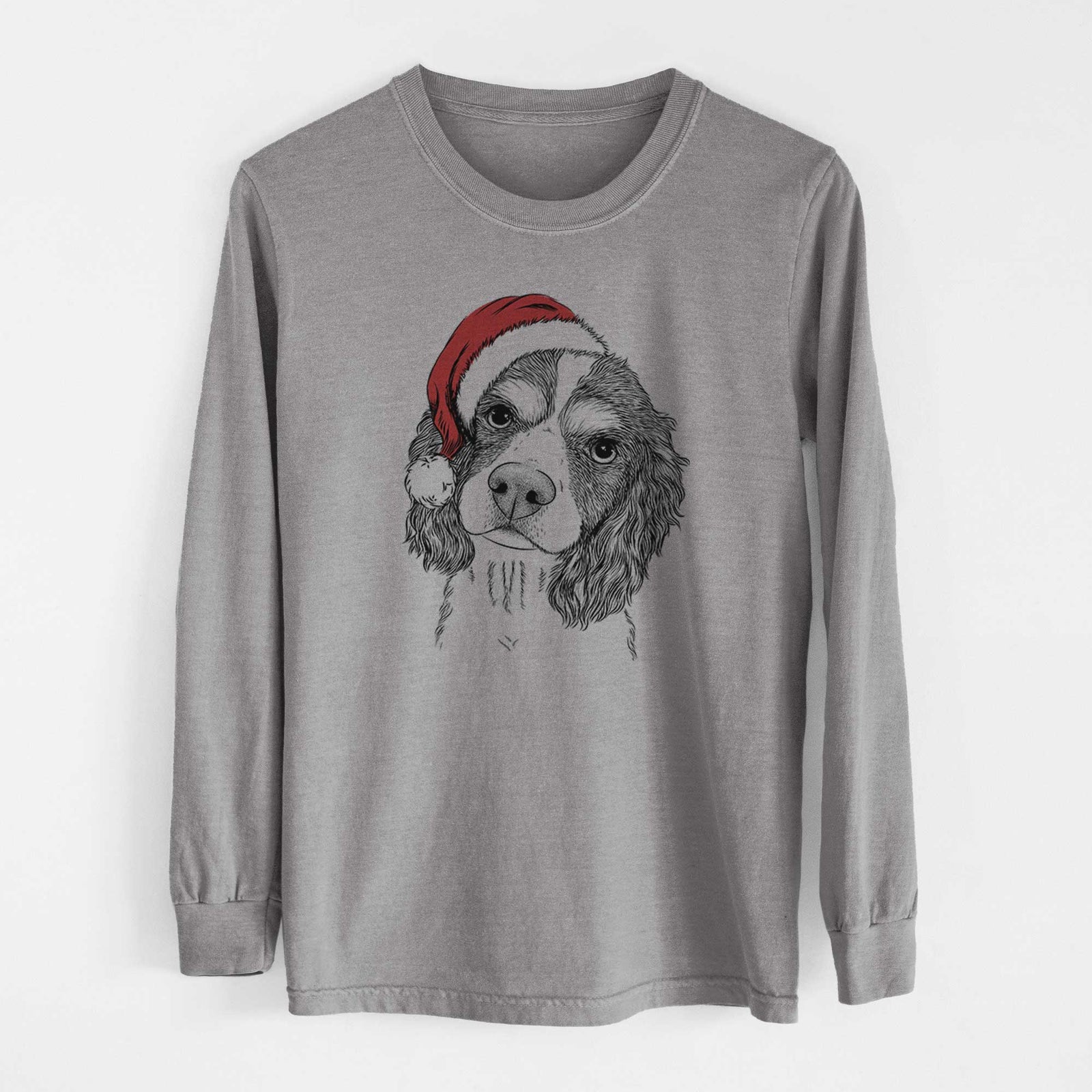 Santa Truman the Cavalier King Charles Spaniel - Men's Heavyweight 100% Cotton Long Sleeve