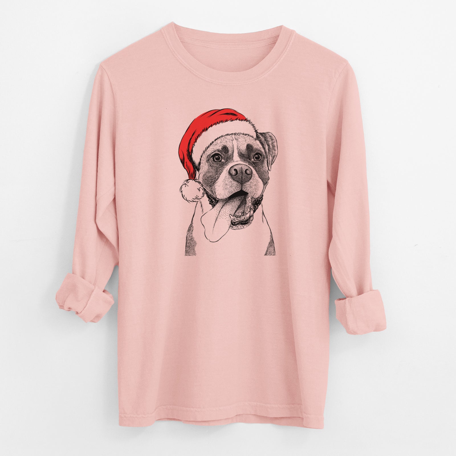 Santa Tuckeroo the Boxer - Men's Heavyweight 100% Cotton Long Sleeve