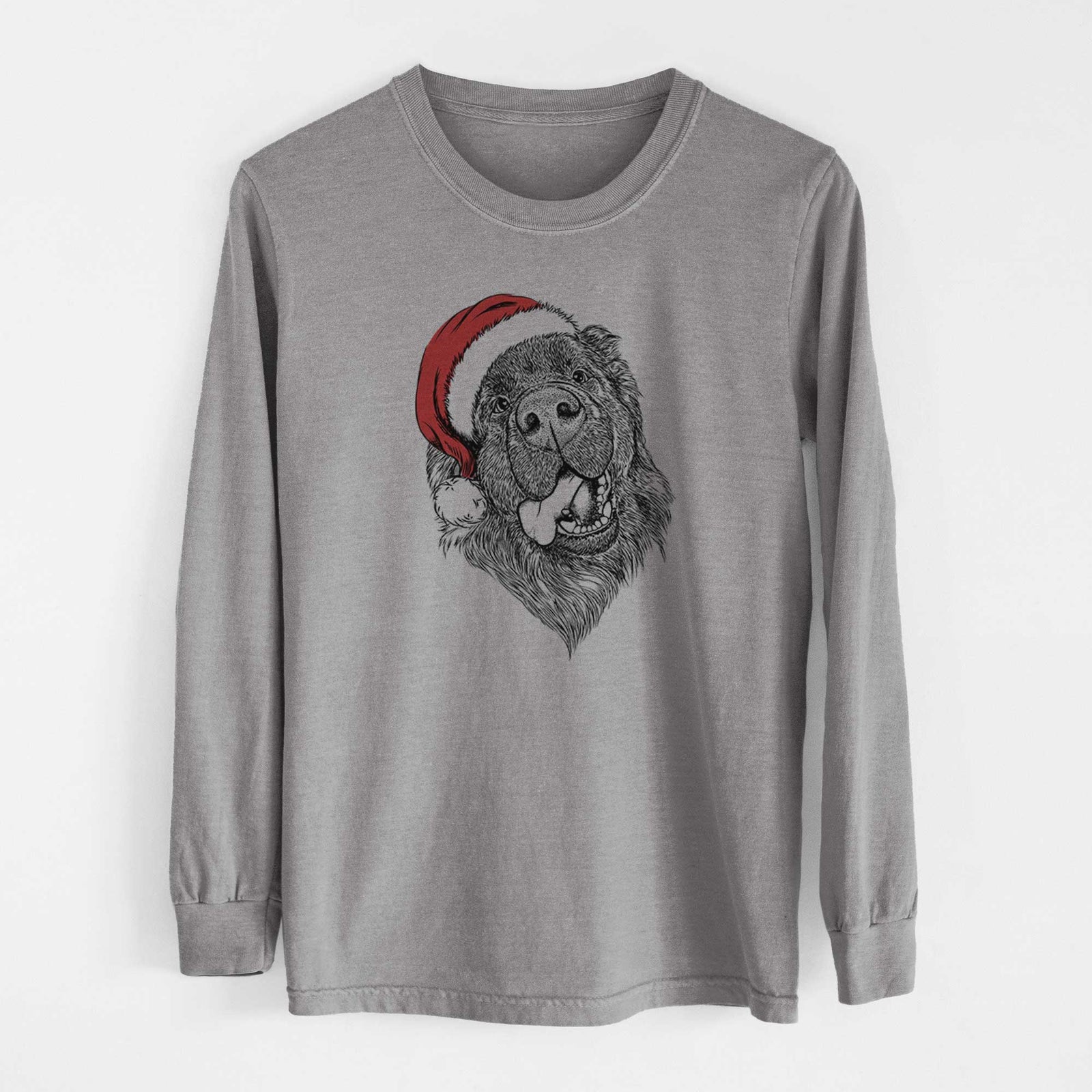 Santa Tuna the Newfoundland - Men's Heavyweight 100% Cotton Long Sleeve