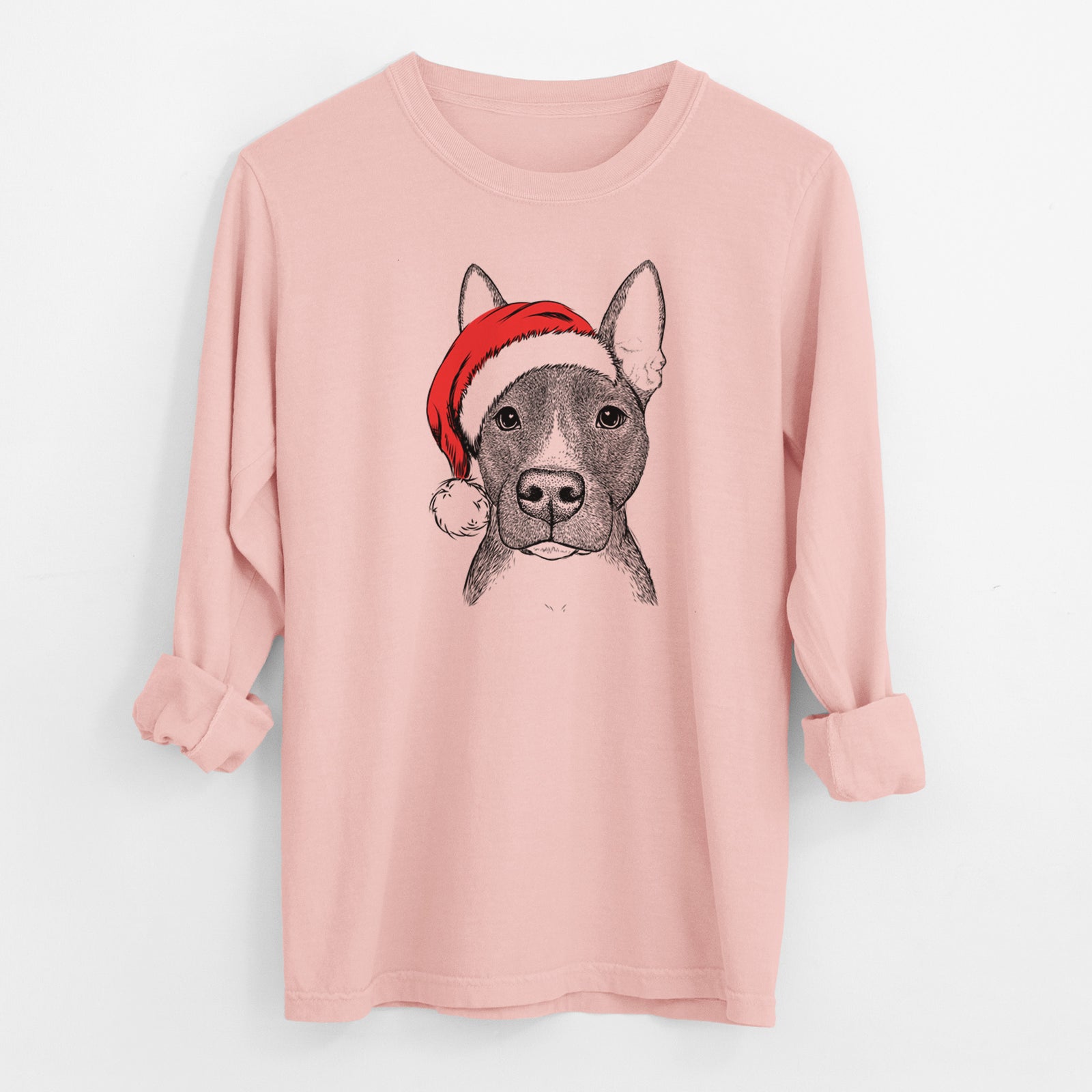 Santa Violet the Pitbull - Men's Heavyweight 100% Cotton Long Sleeve