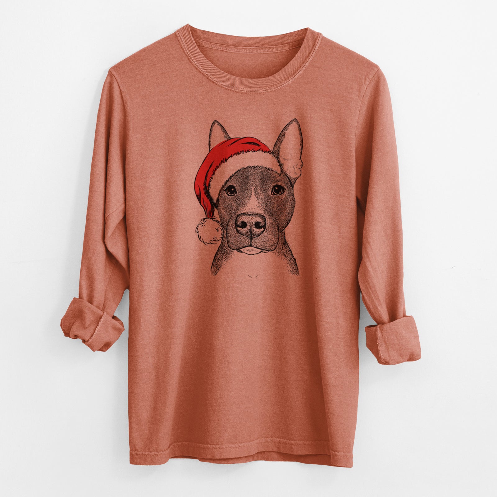Santa Violet the Pitbull - Men's Heavyweight 100% Cotton Long Sleeve