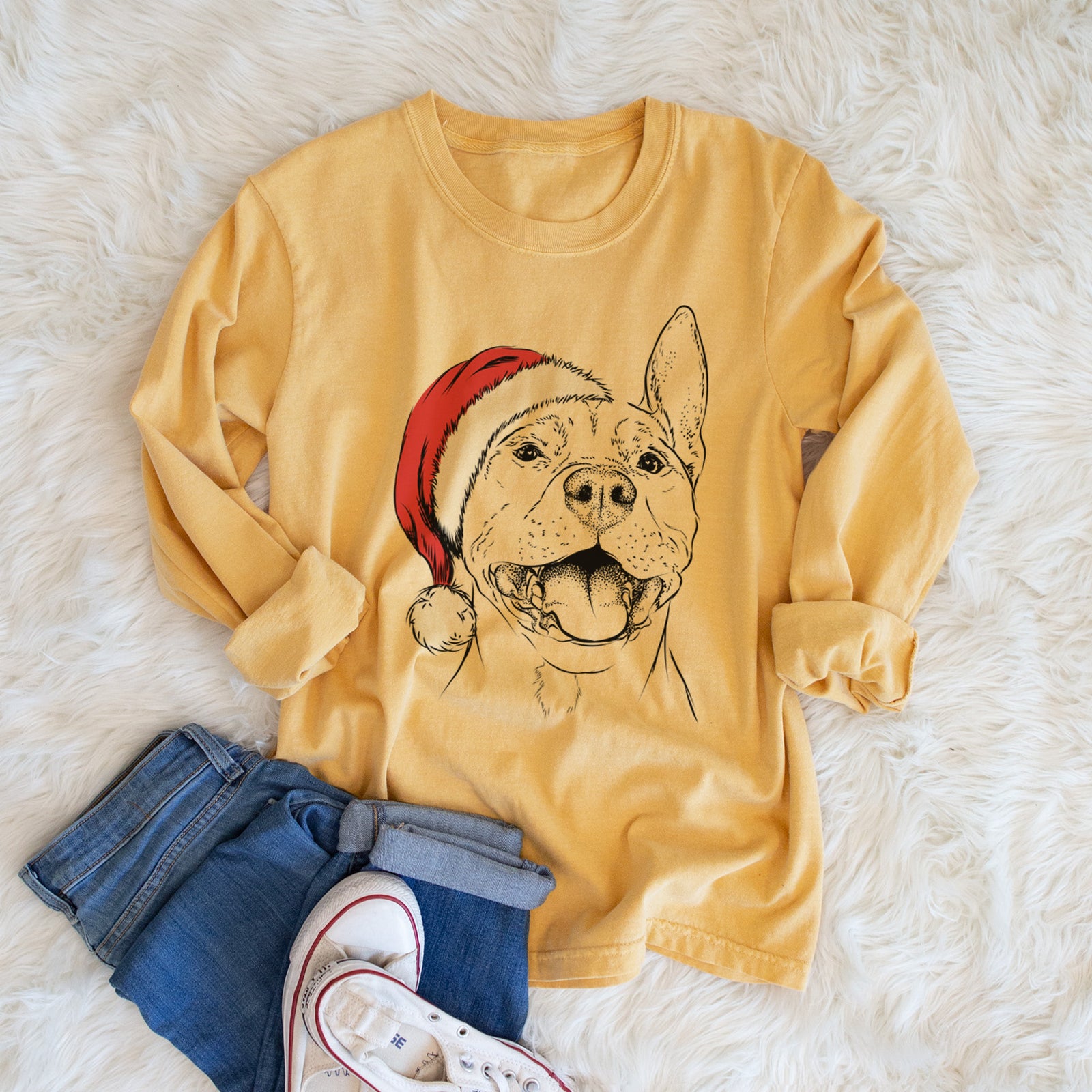 Santa Wally the Pitbull - Heavyweight 100% Cotton Long Sleeve