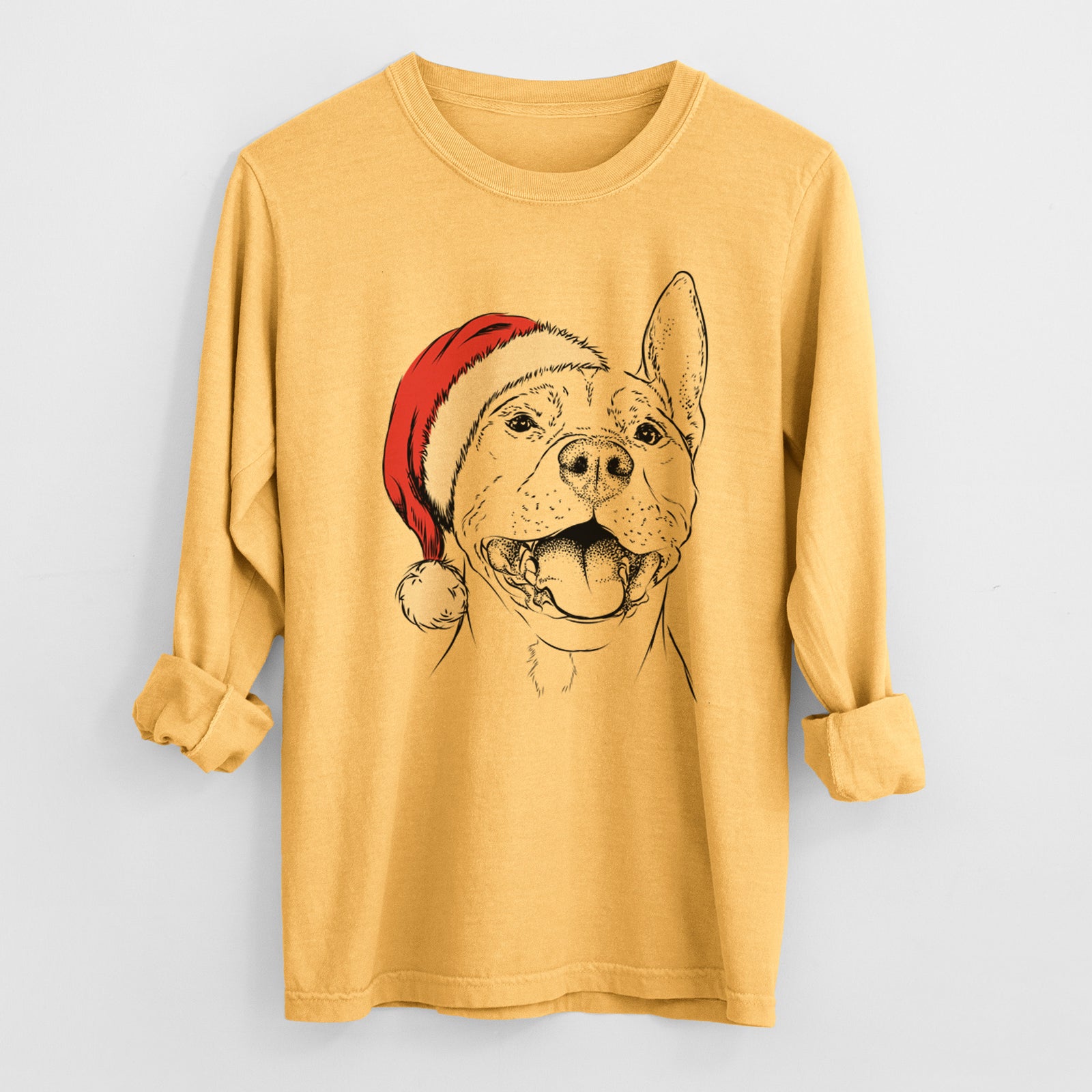 Santa Wally the Pitbull - Heavyweight 100% Cotton Long Sleeve