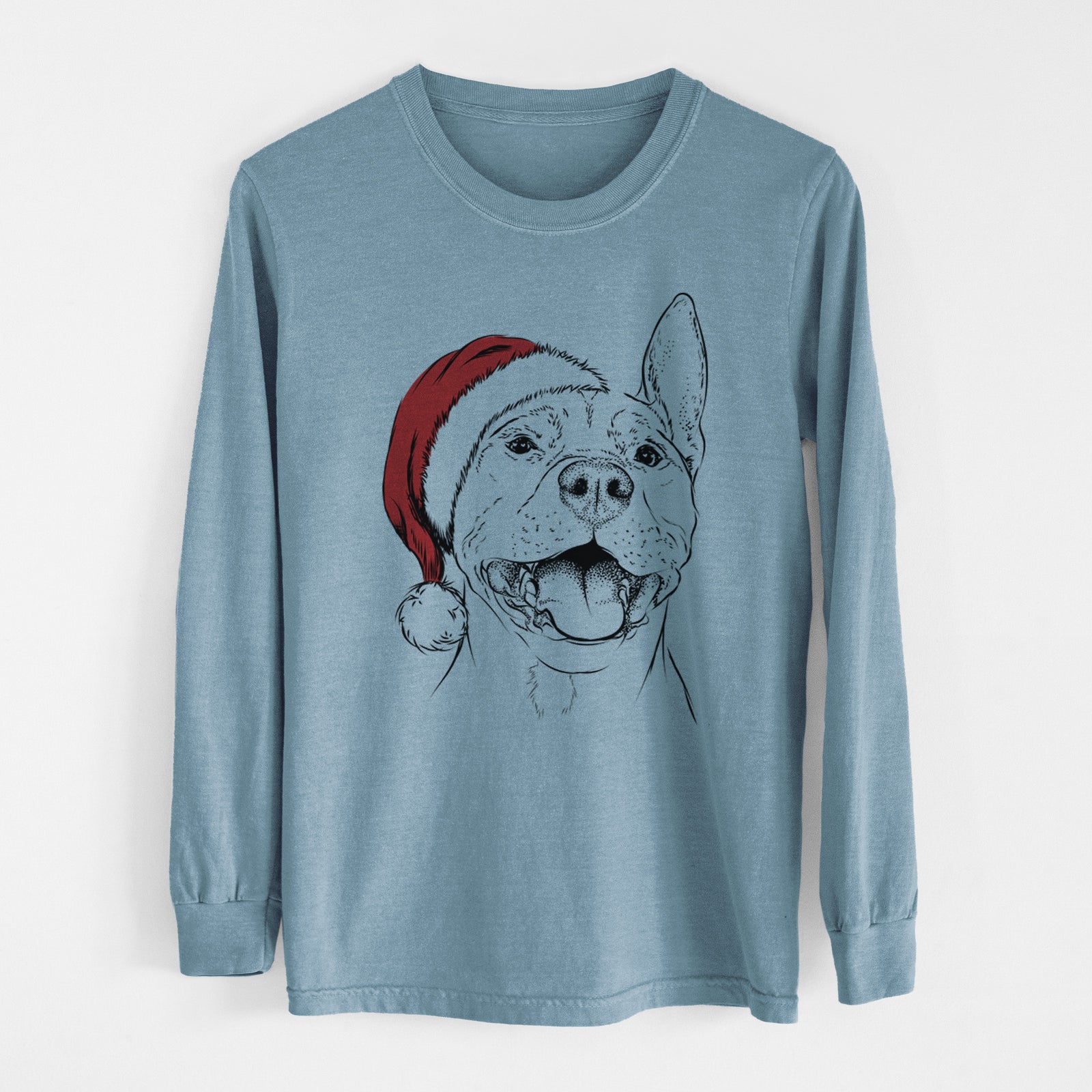 Santa Wally the Pitbull - Heavyweight 100% Cotton Long Sleeve