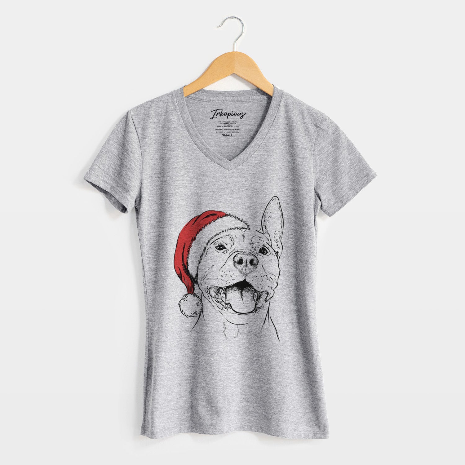 Santa Wally the Pitbull - Women's Perfect V-neck Shirt