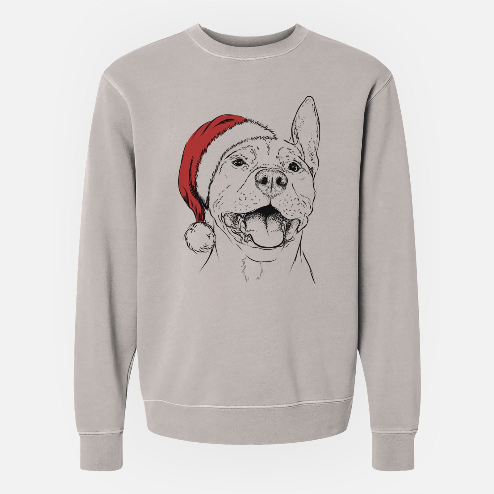 Santa Wally the Pitbull - Unisex Pigment Dyed Crew Sweatshirt