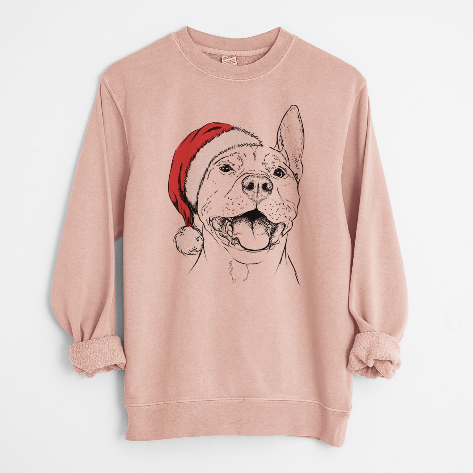 Santa Wally the Pitbull - Unisex Pigment Dyed Crew Sweatshirt