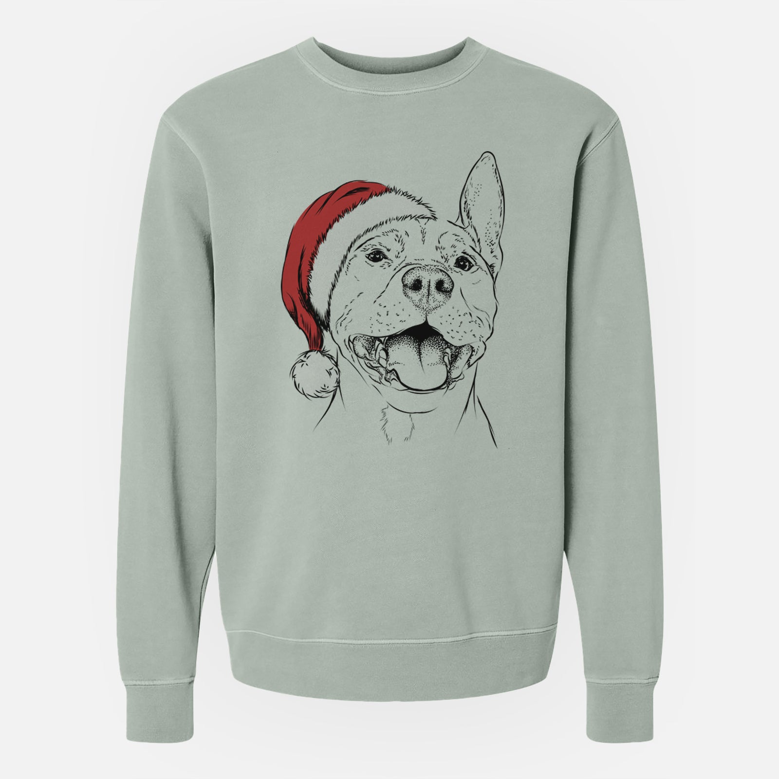 Santa Wally the Pitbull - Unisex Pigment Dyed Crew Sweatshirt