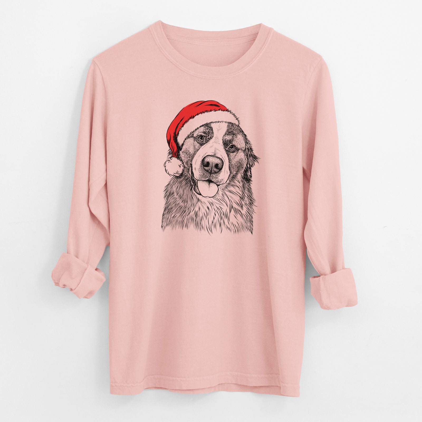 Santa Walter the Bernese Mountain Dog Mix - Men's Heavyweight 100% Cotton Long Sleeve