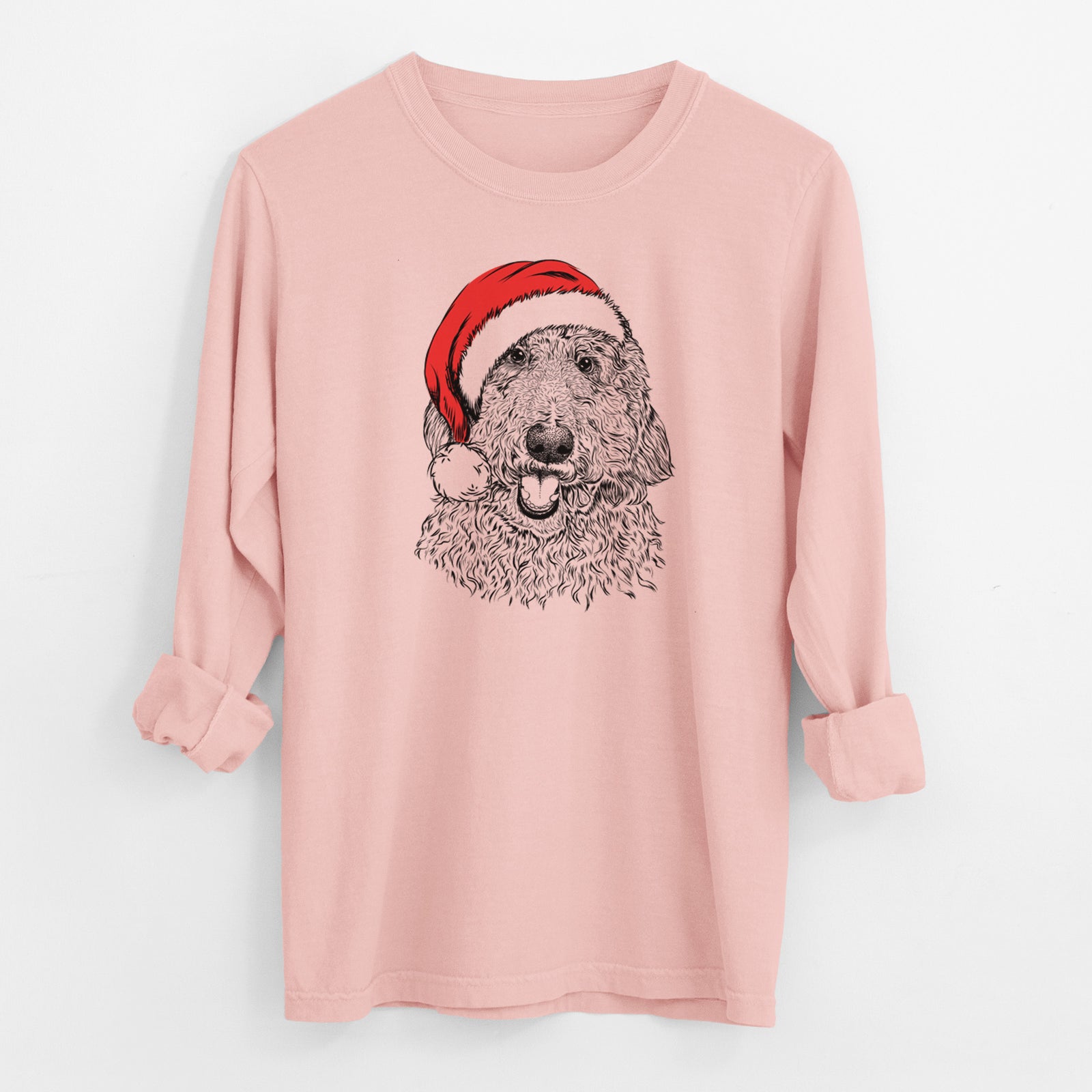 Santa Whisper the Goldendoodle - Men's Heavyweight 100% Cotton Long Sleeve