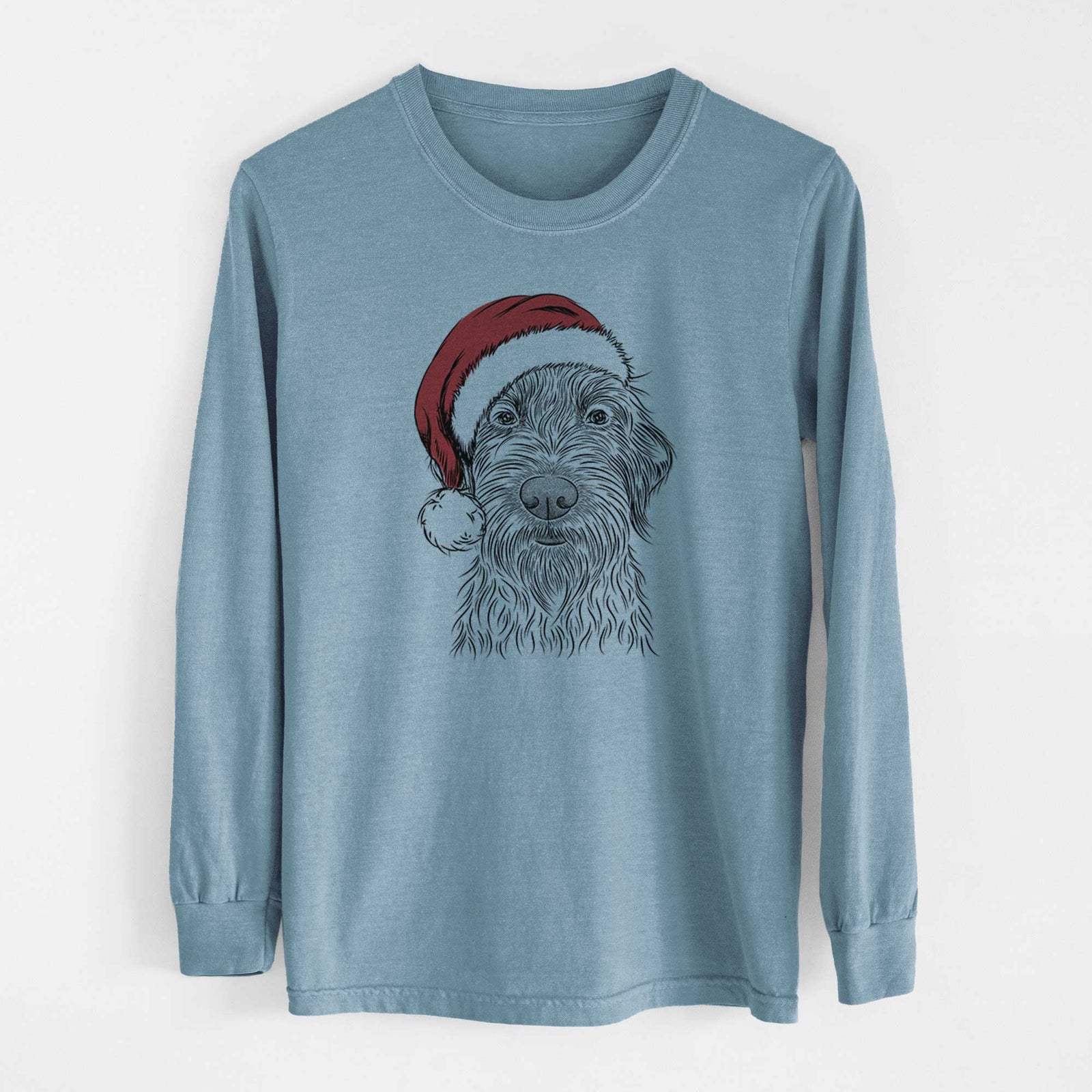 Santa Wilkins the Wirehaired Pointing Griffon - Men's Heavyweight 100% Cotton Long Sleeve