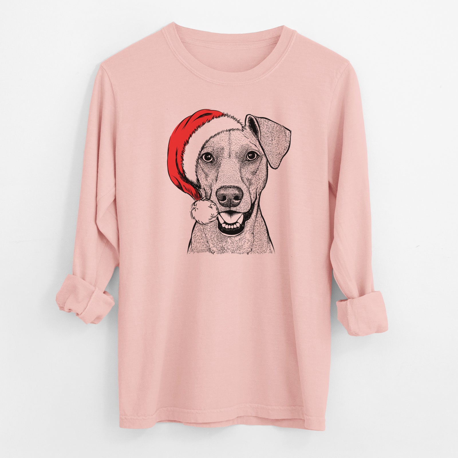 Santa Willow the German Pinscher - Men's Heavyweight 100% Cotton Long Sleeve