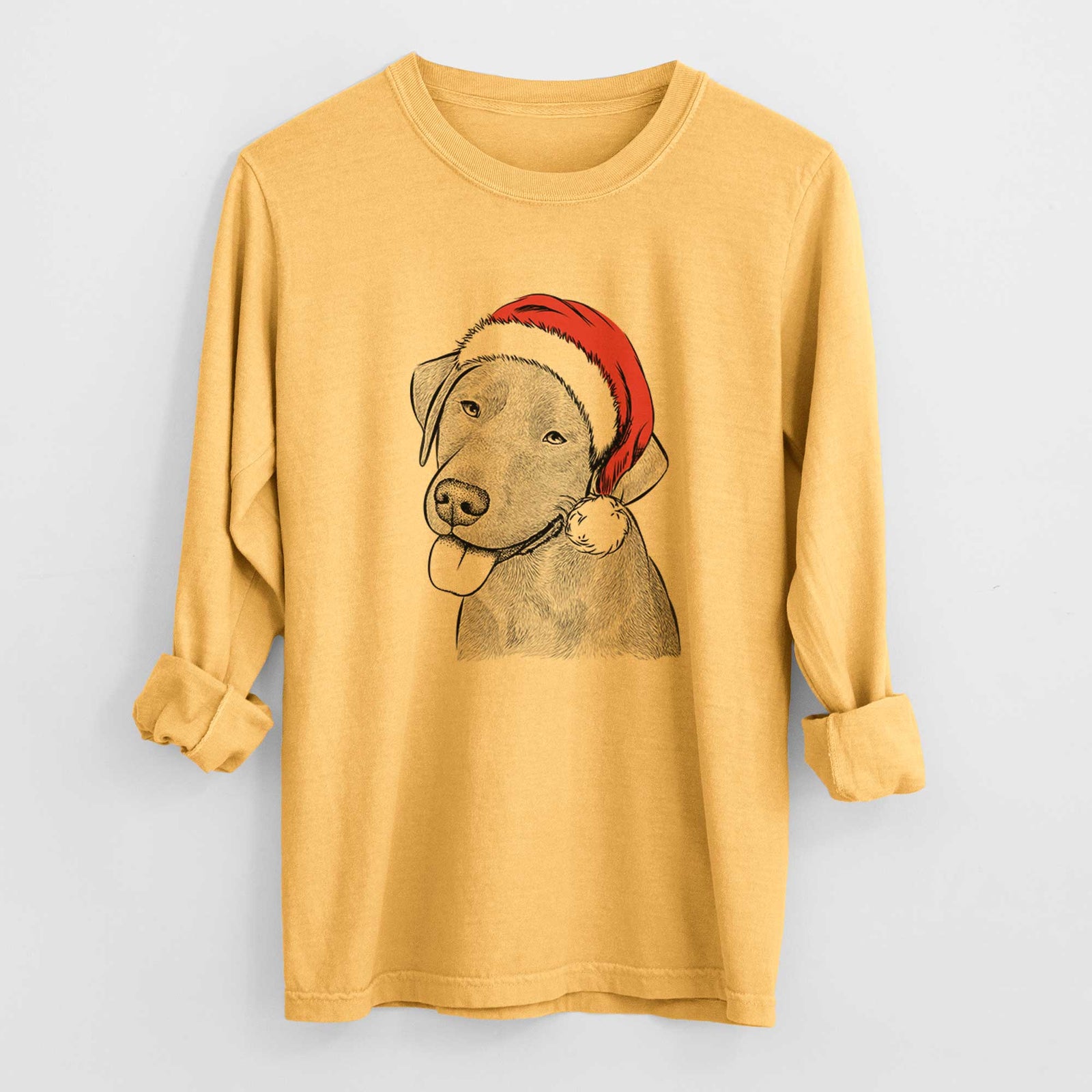 Santa Zeppelin the Black Labrador - Men's Heavyweight 100% Cotton Long Sleeve