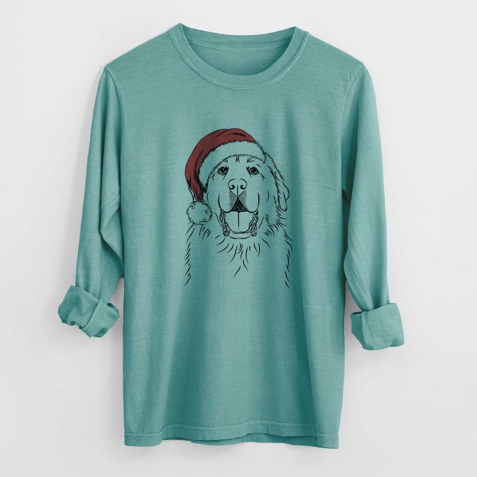 Santa Zeus the Great Pyrenees - Men's Heavyweight 100% Cotton Long Sleeve