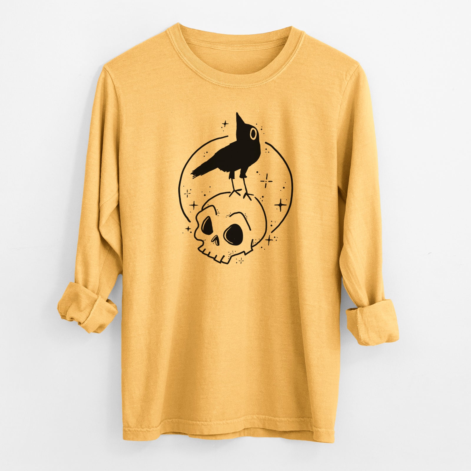 Skull Raven - Men's Heavyweight 100% Cotton Long Sleeve