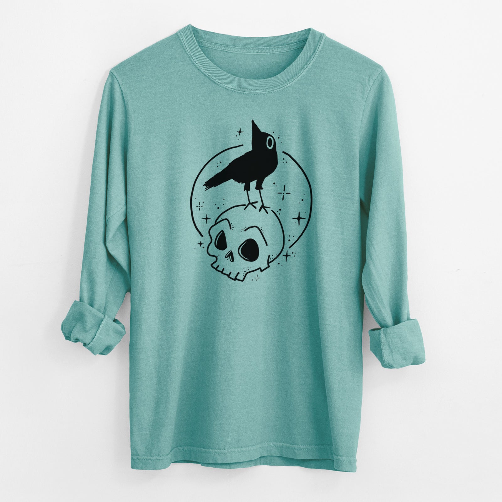 Skull Raven - Men's Heavyweight 100% Cotton Long Sleeve