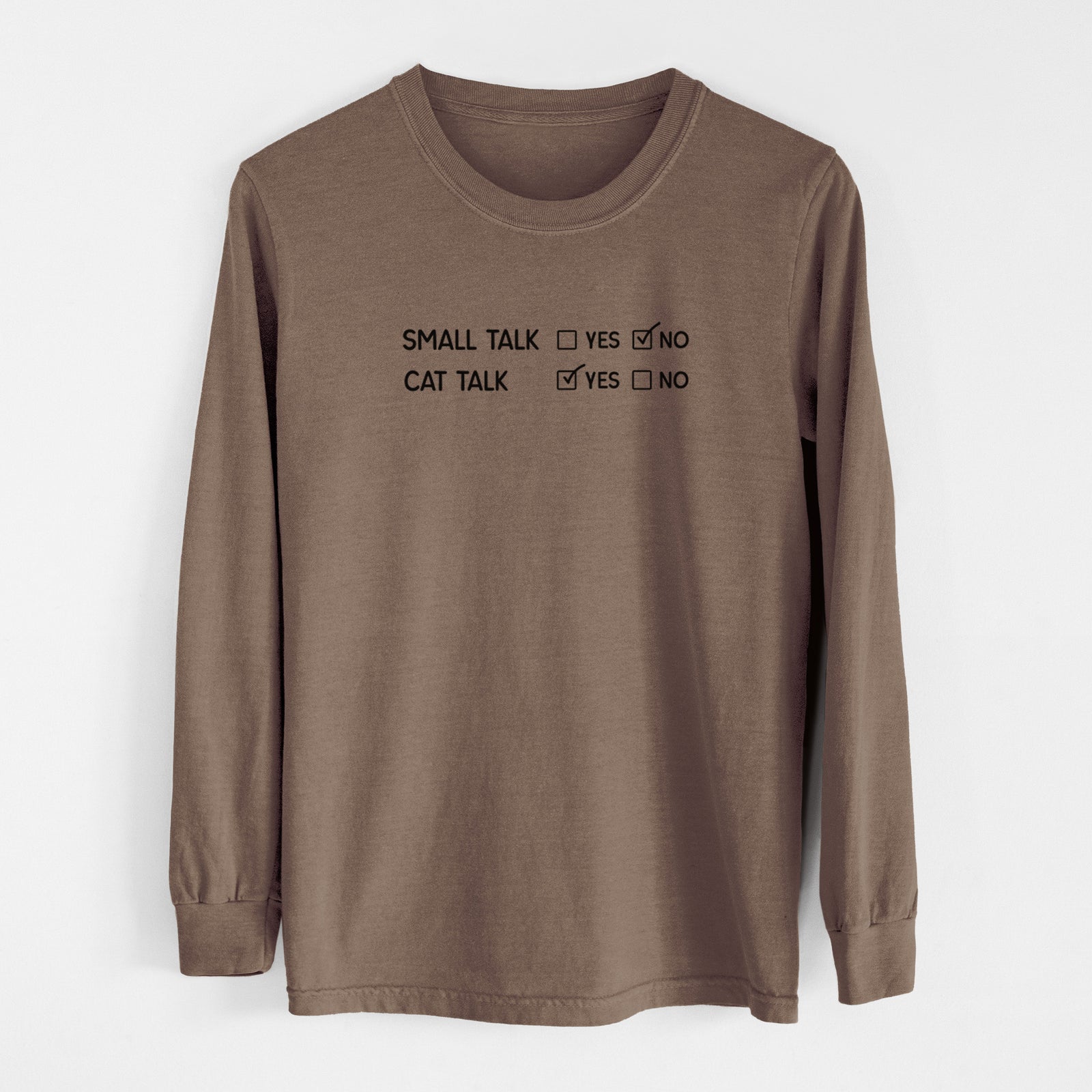 Small Talk No - Cat Talk Yes - Men's Heavyweight 100% Cotton Long Sleeve