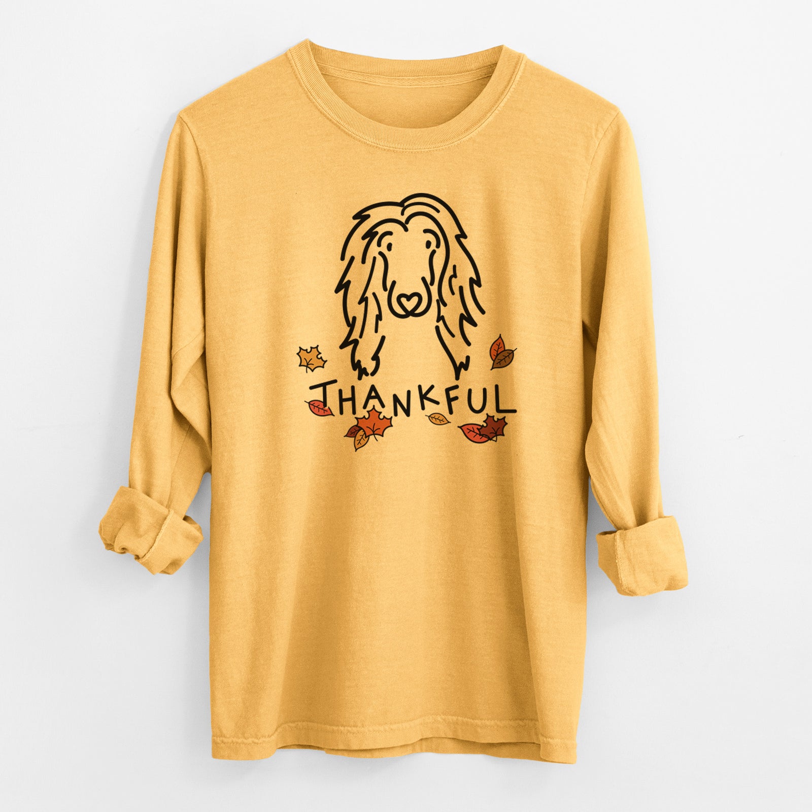 Thankful Afghan Hound - Asher - Heavyweight 100% Cotton Long Sleeve