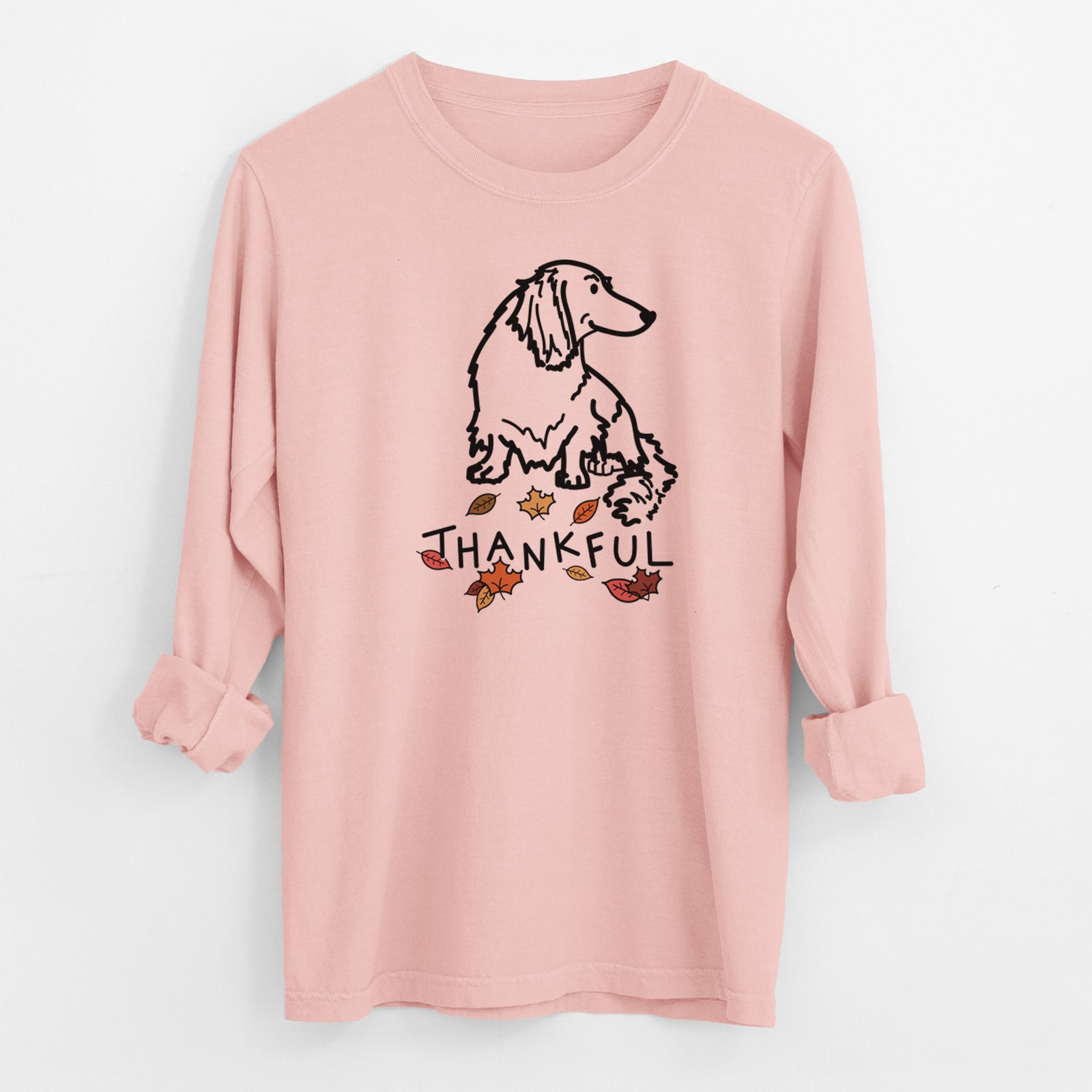 Thankful Dachshund - Bella - Men's Heavyweight 100% Cotton Long Sleeve