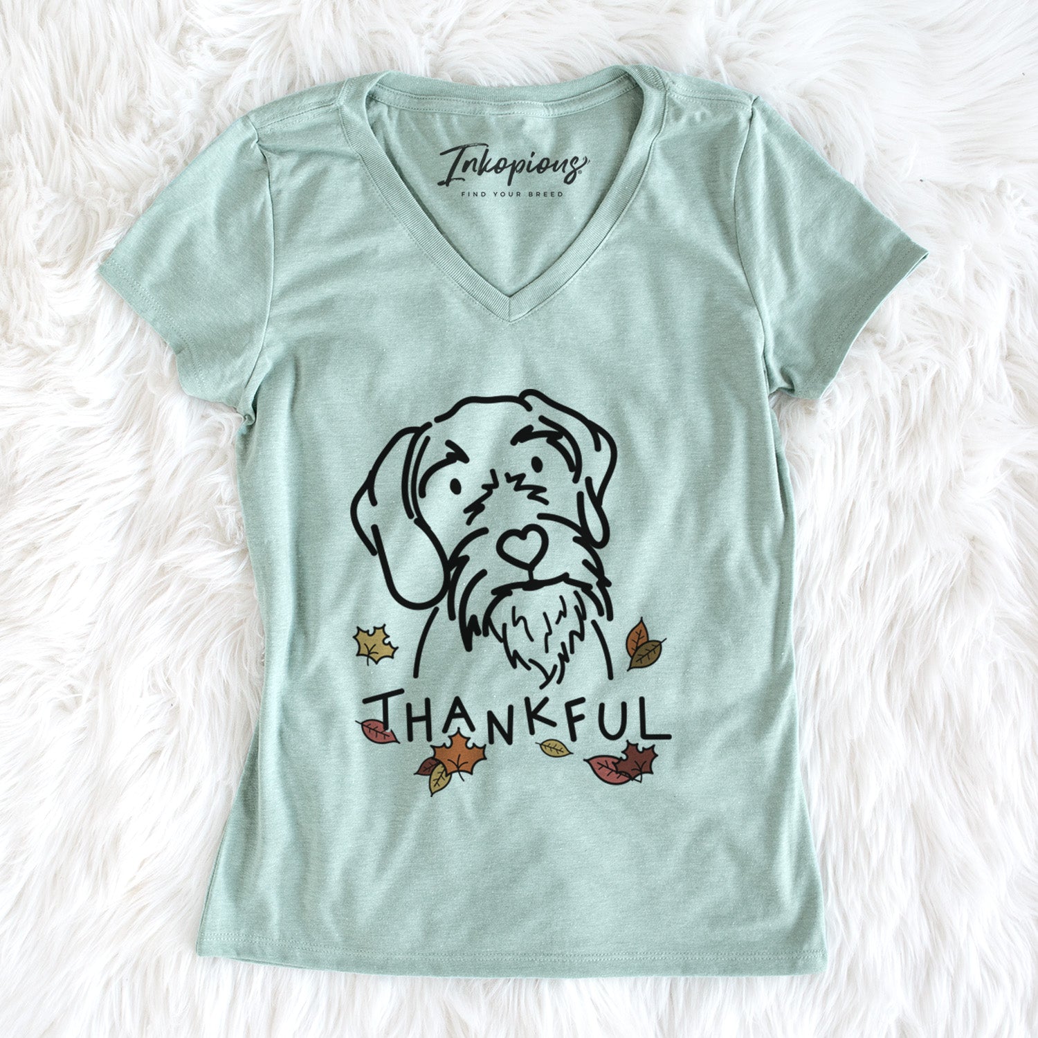 Thankful German Wirehaired Pointer - Buck - Women's Perfect V-neck Shirt