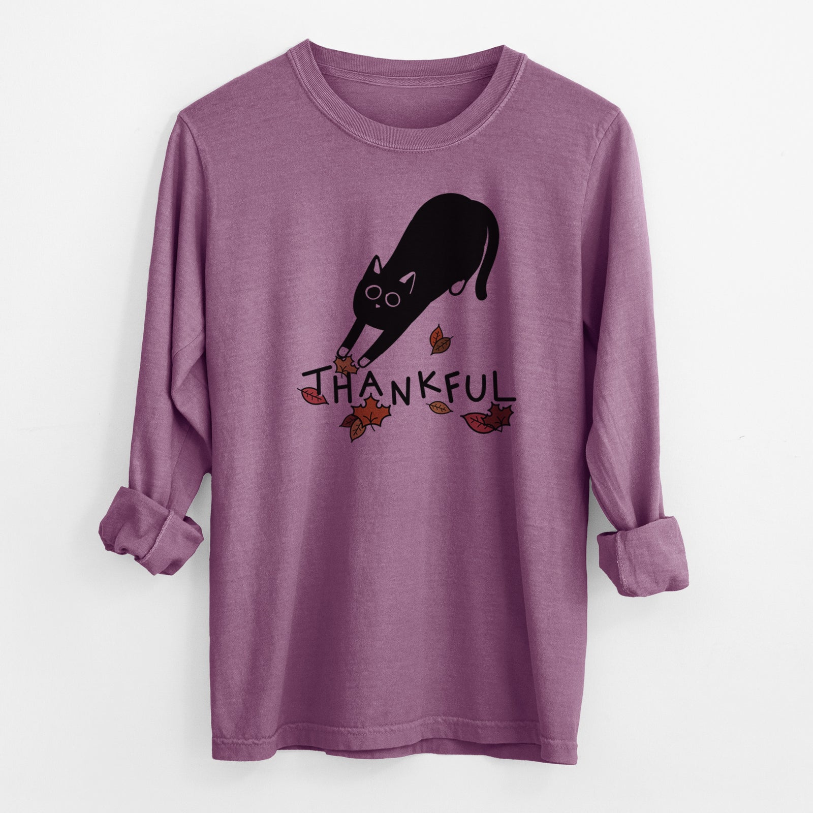 Thankful Black Cat - Bug - Men's Heavyweight 100% Cotton Long Sleeve