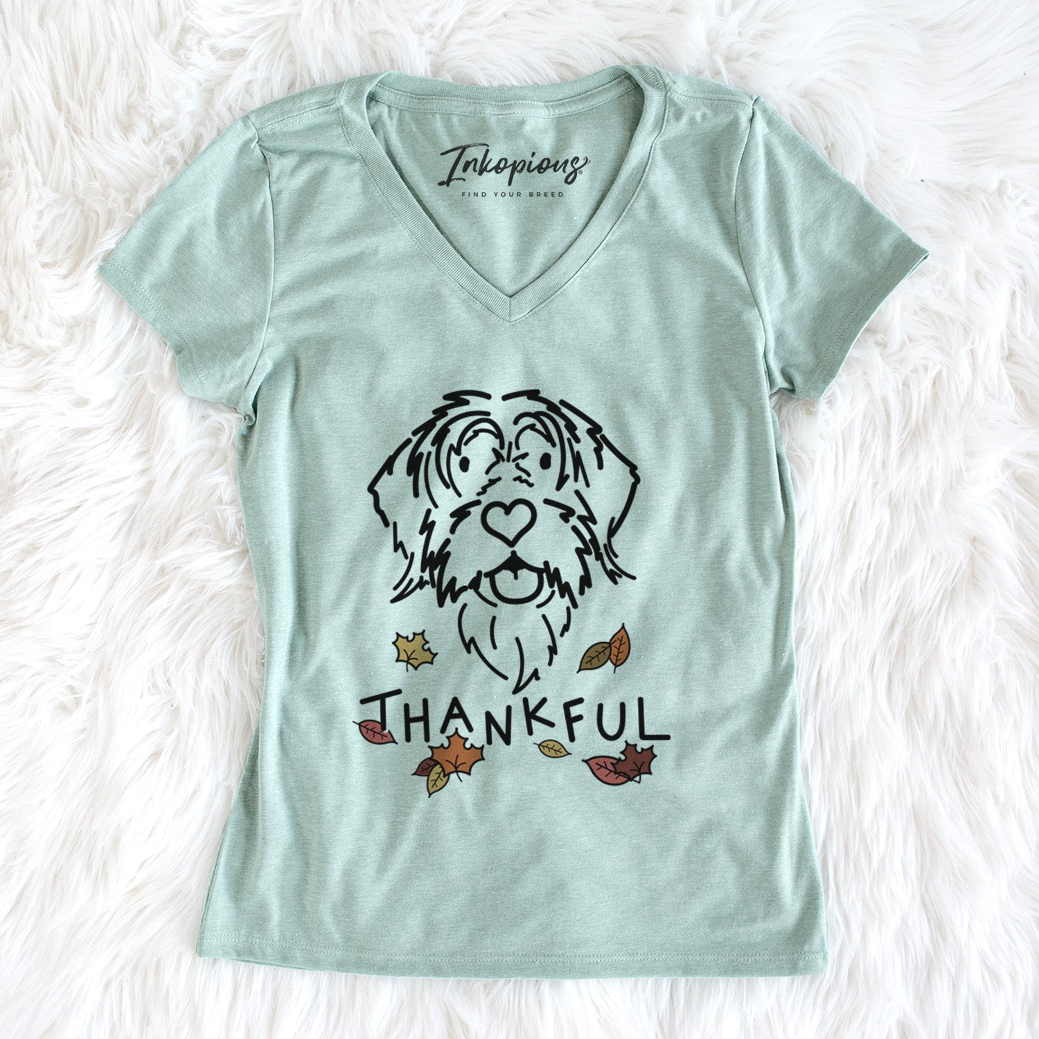Thankful Wirehaird Pointing Griffon - Gary - Women's Perfect V-neck Shirt