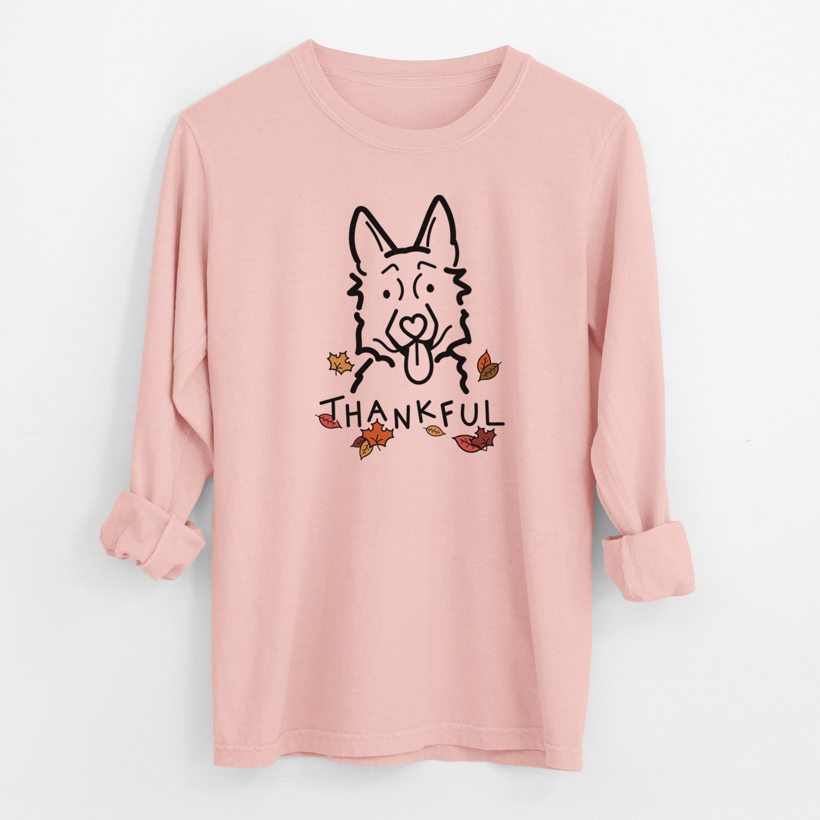 Thankful German Shepherd - Men's Heavyweight 100% Cotton Long Sleeve