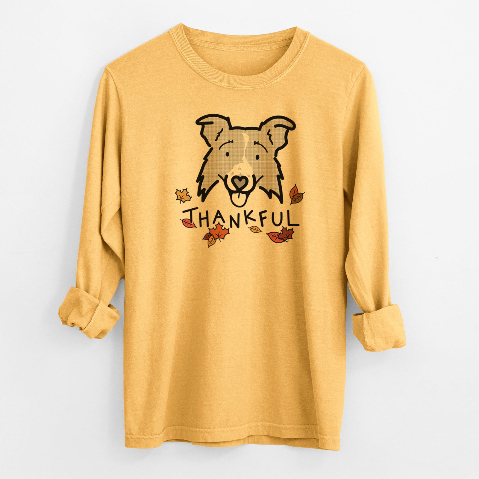 Thankful Border Collie 2.0 - Jam - Men's Heavyweight 100% Cotton Long Sleeve
