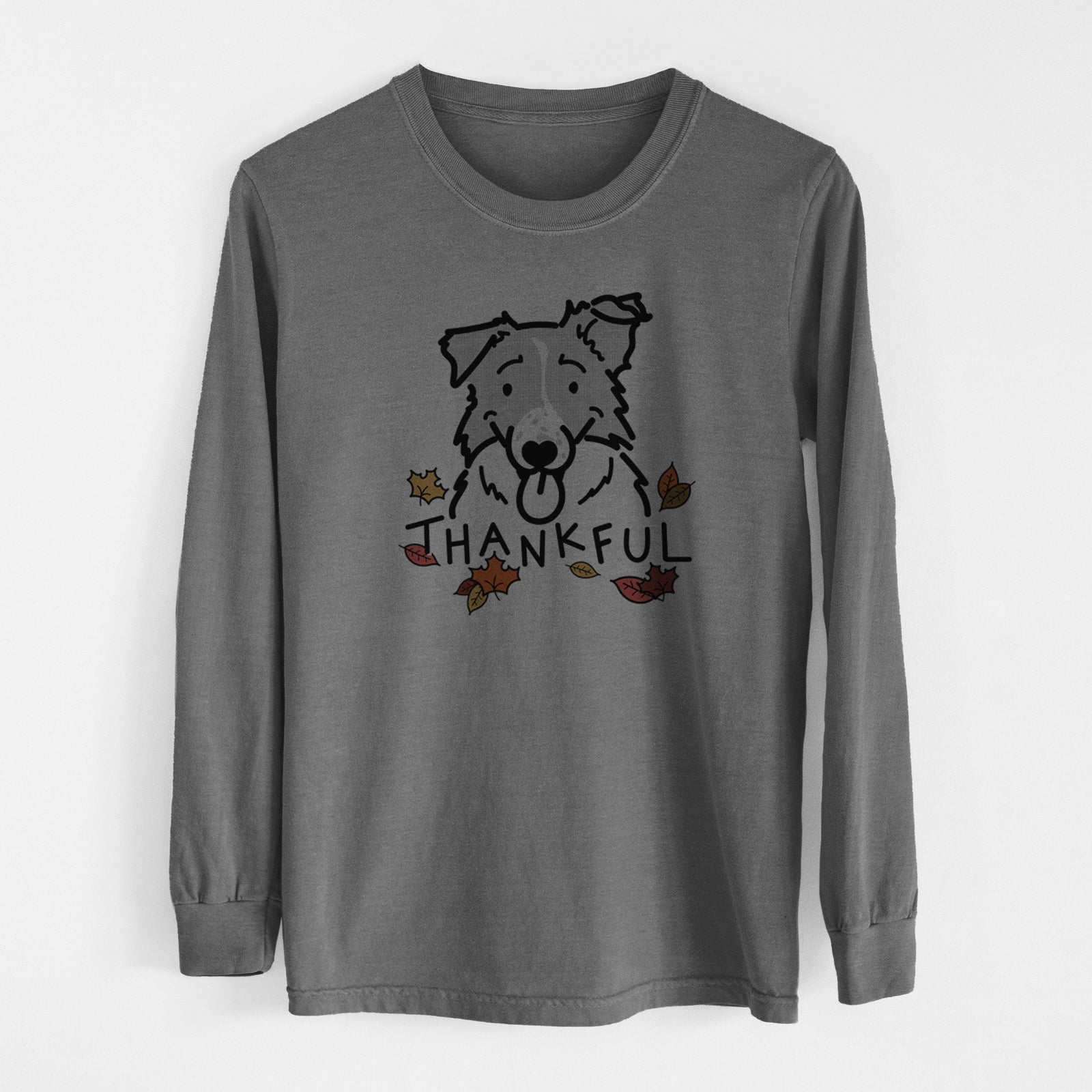 Thankful Border Collie - Jam - Men's Heavyweight 100% Cotton Long Sleeve