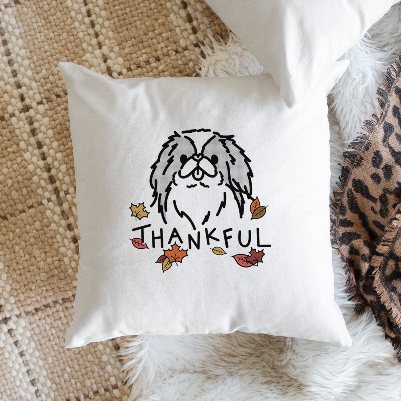 Love Always Japanese Chin - Macha - Throw Pillow Cover