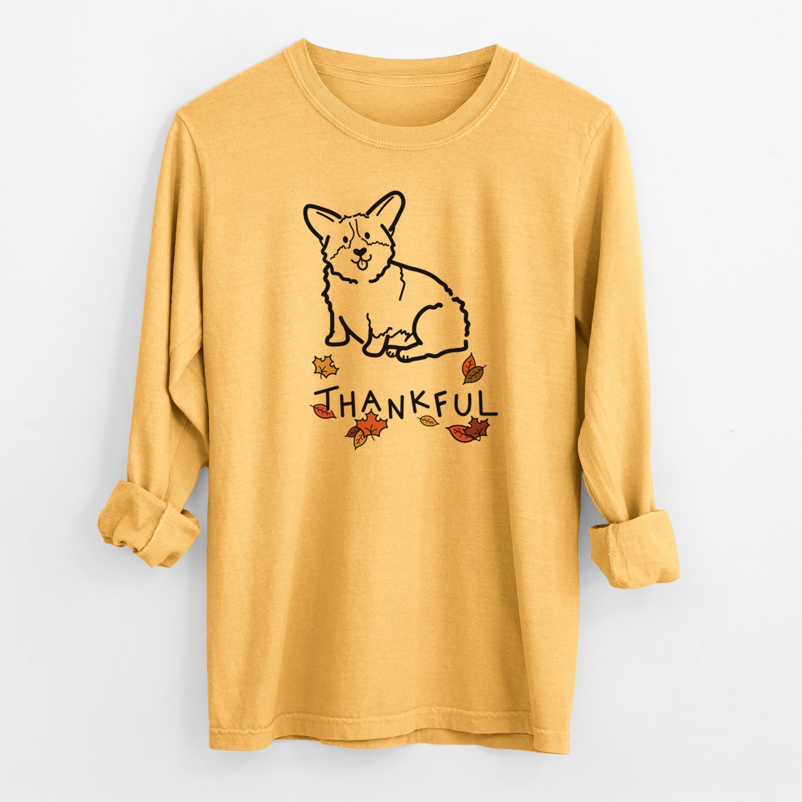 Thankful Pembroke Welsh Corgi - Millie - Men's Heavyweight 100% Cotton Long Sleeve