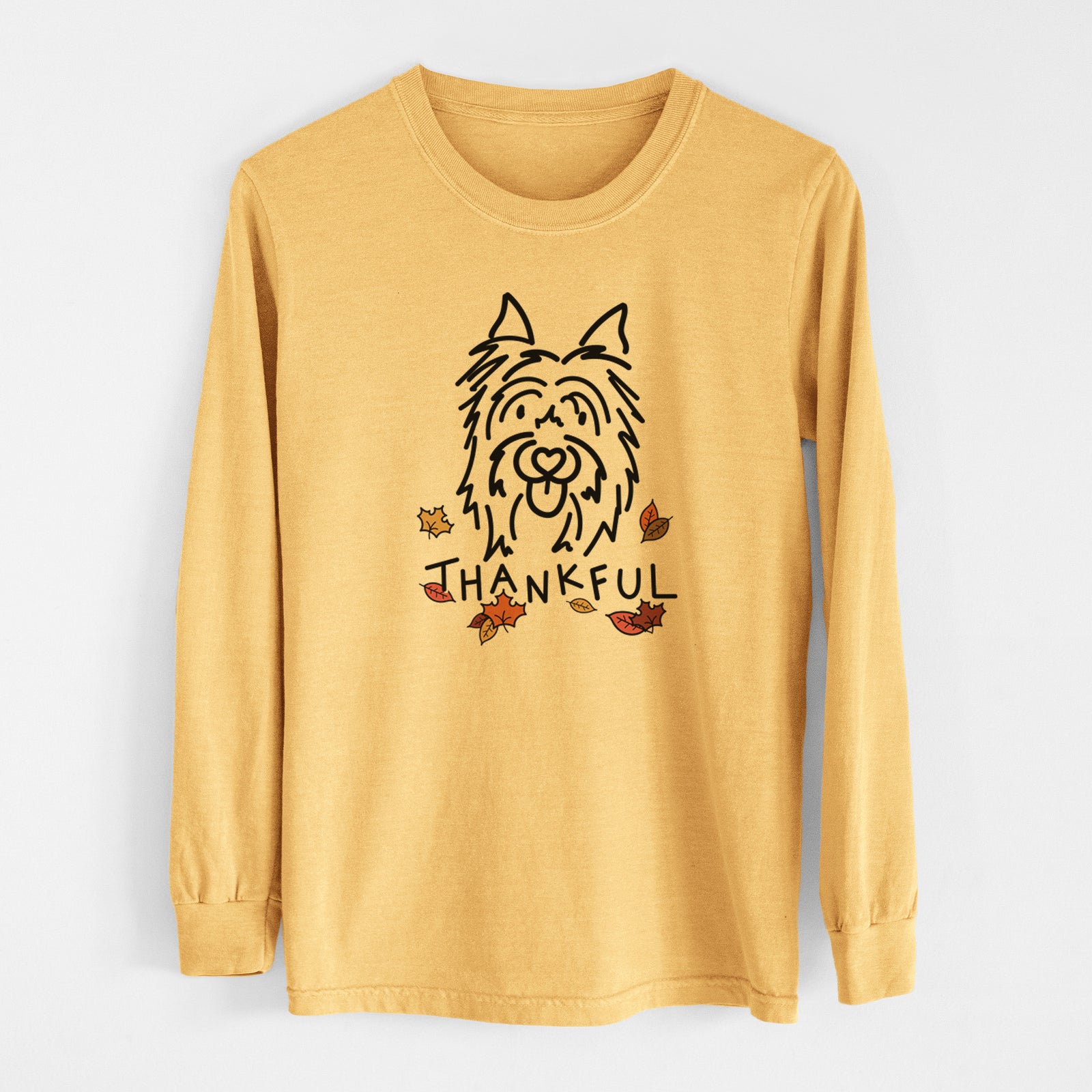 Thankful Silky Terrier - Monty - Heavyweight 100% Cotton Long Sleeve