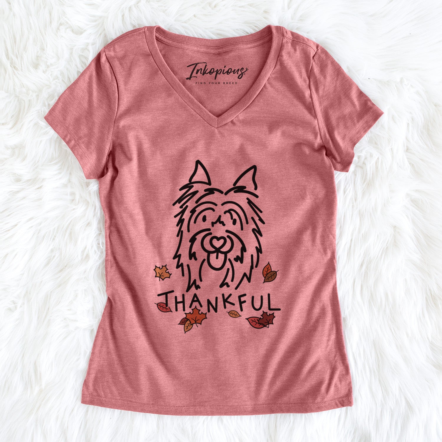 Thankful Silky Terrier - Monty - Women's Perfect V-neck Shirt