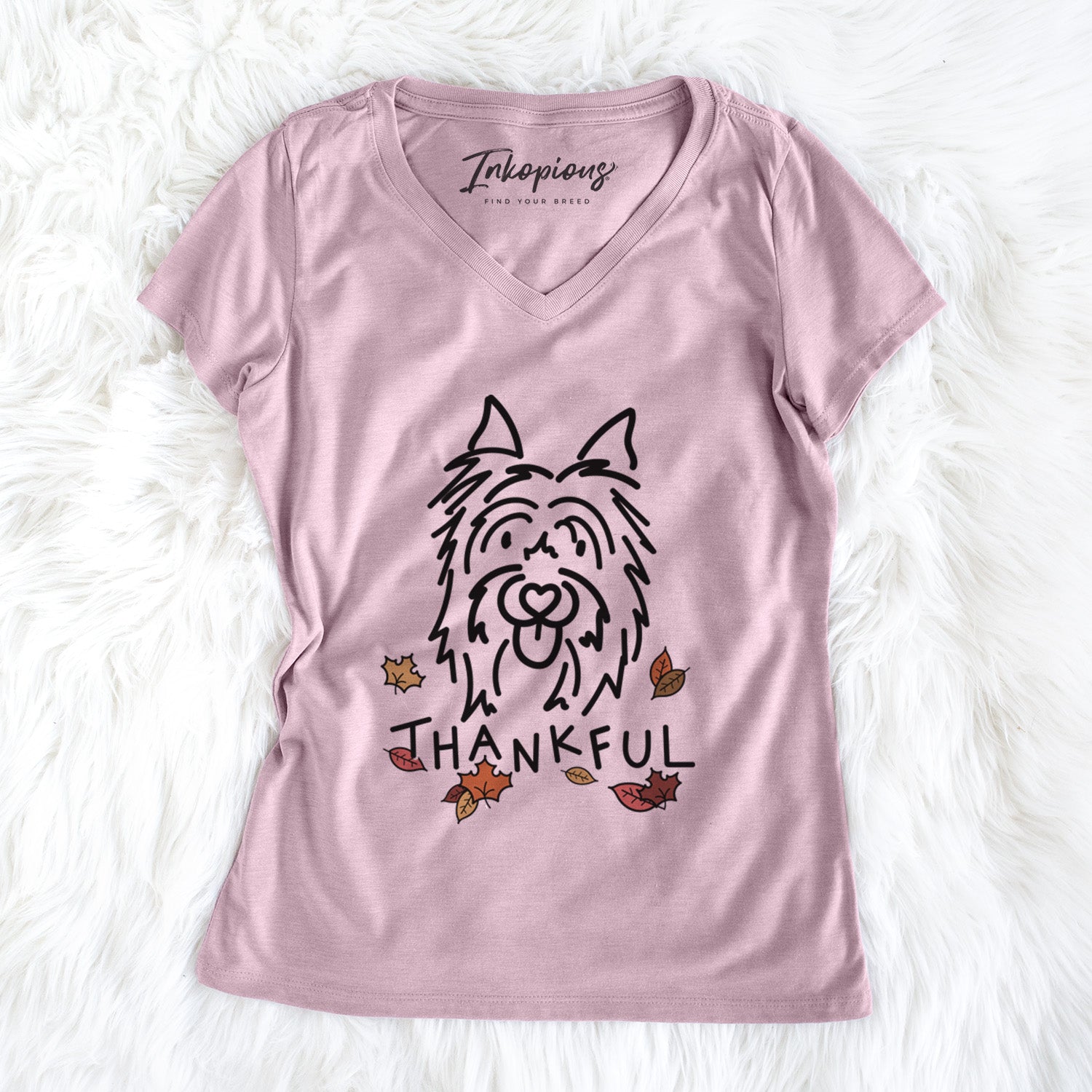 Thankful Silky Terrier - Monty - Women's Perfect V-neck Shirt