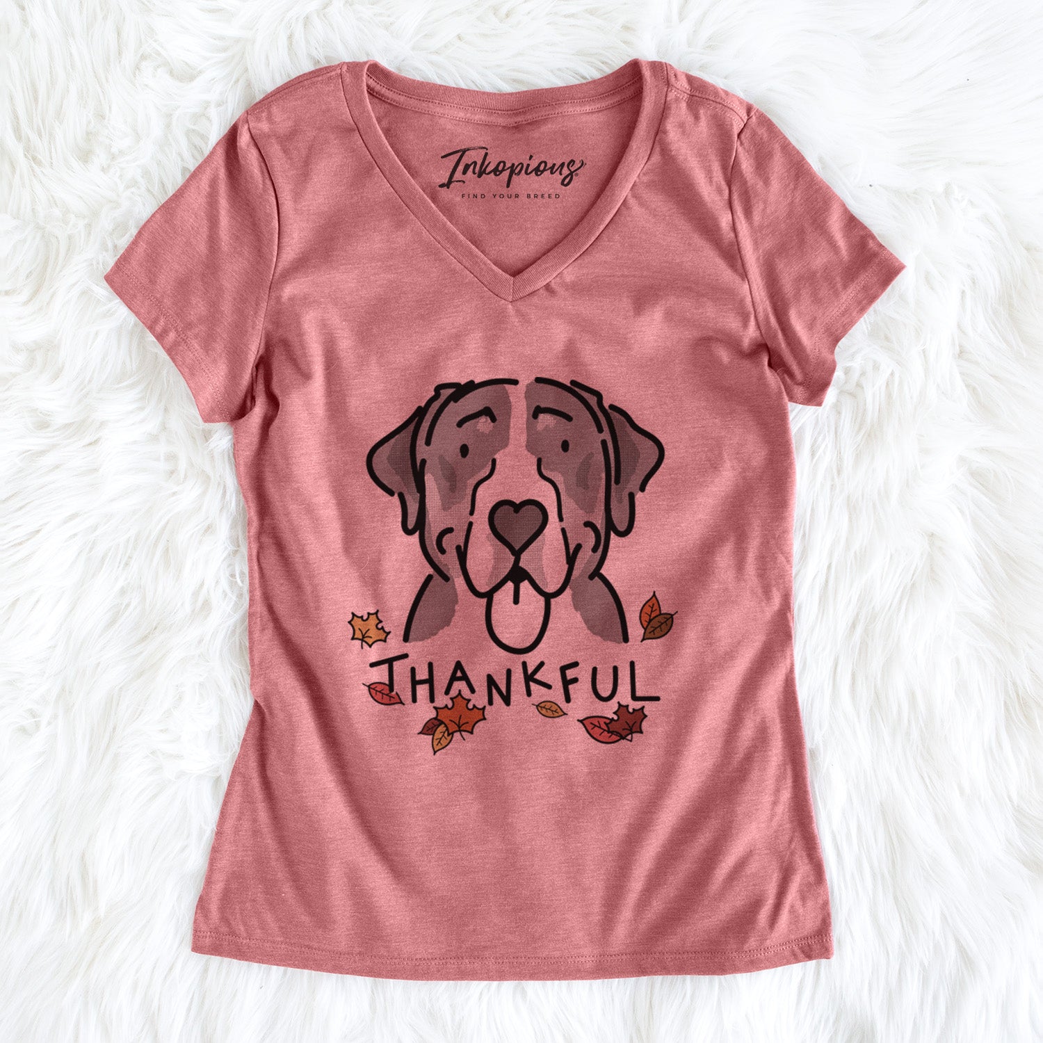 Thankful Greater Swiss Mountain Dog - Moose - Women's Perfect V-neck Shirt