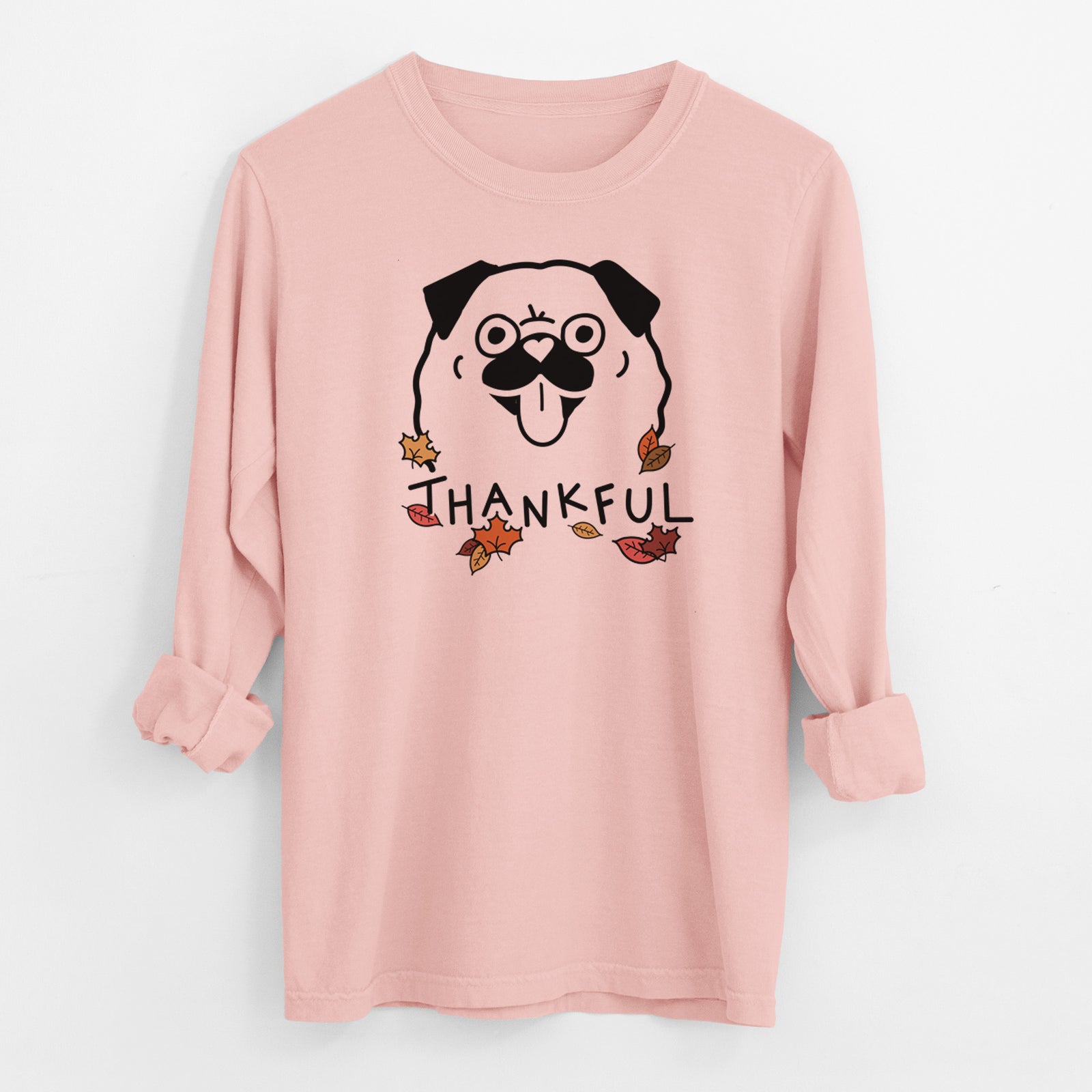 Thankful Pug - Men's Heavyweight 100% Cotton Long Sleeve