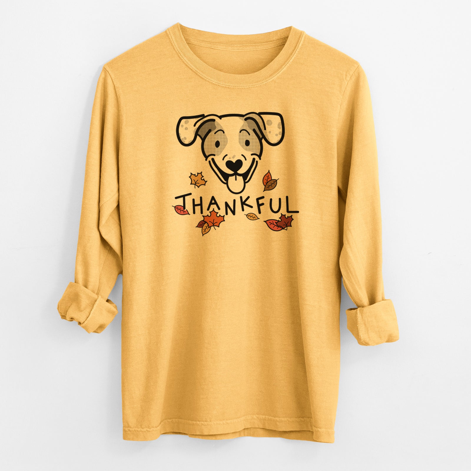 Thankful Beagle Mix - Roland - Men's Heavyweight 100% Cotton Long Sleeve