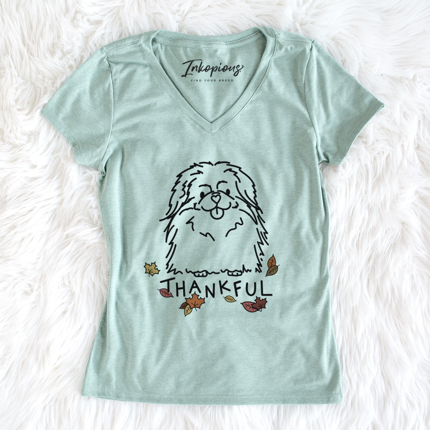 Thankful Pekingese - Viv - Women's Perfect V-neck Shirt