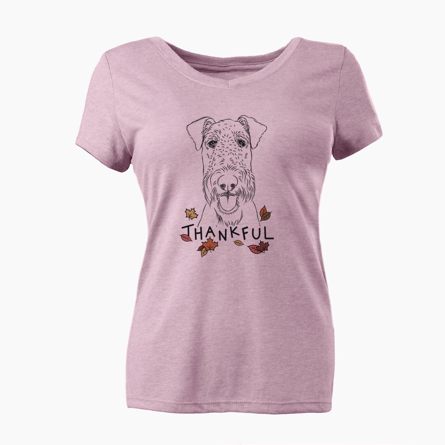 Thankful Andy the Airedale Terrier - Women's V-neck Shirt