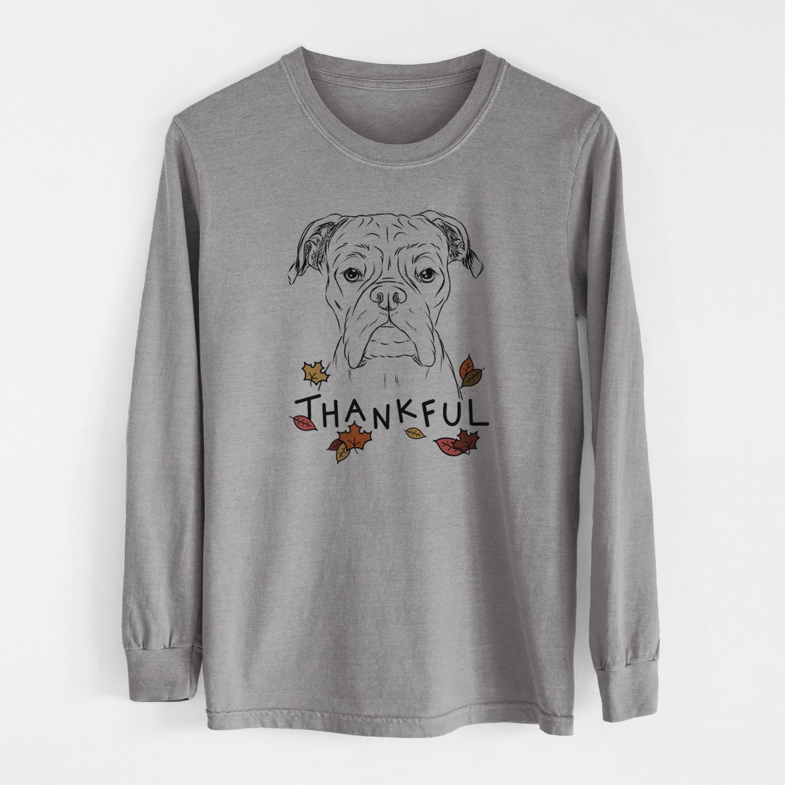 Thankful Axel the Boxer - Men's Heavyweight 100% Cotton Long Sleeve