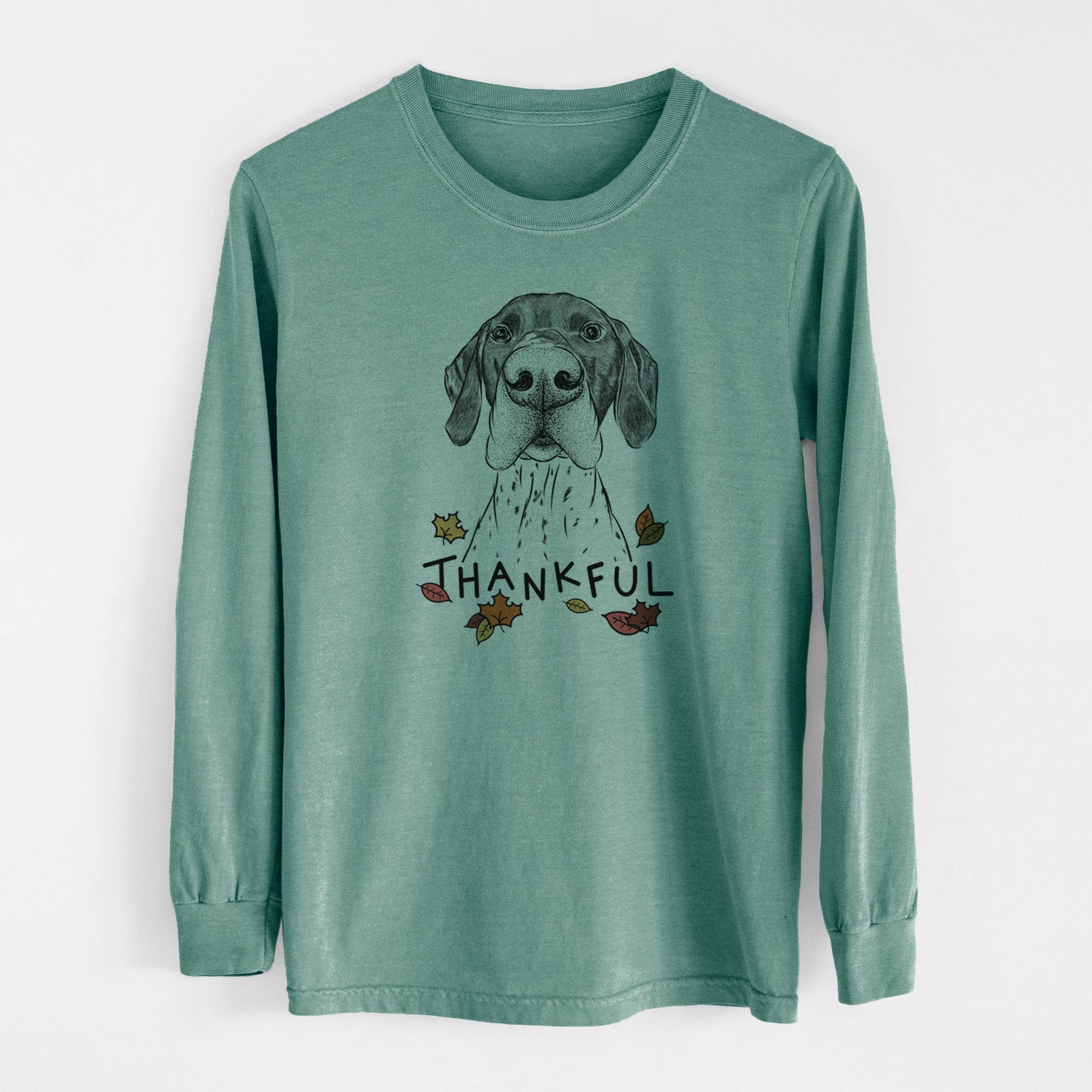 Thankful Booze the German Shorthaired Pointer - Men's Heavyweight 100% Cotton Long Sleeve