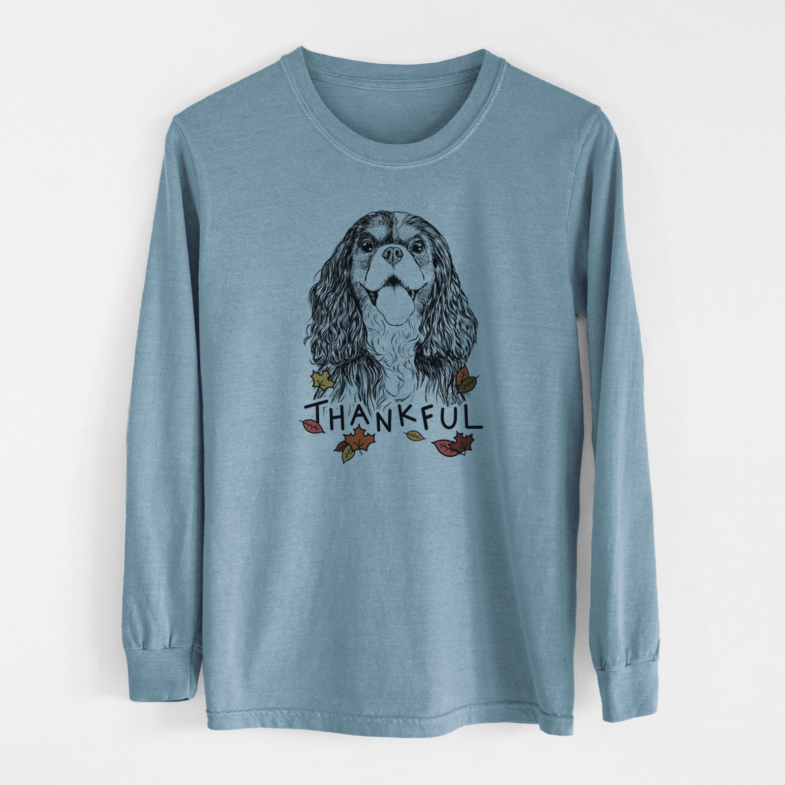 Thankful Brandy the Cavalier King Charles Spaniel - Men's Heavyweight 100% Cotton Long Sleeve