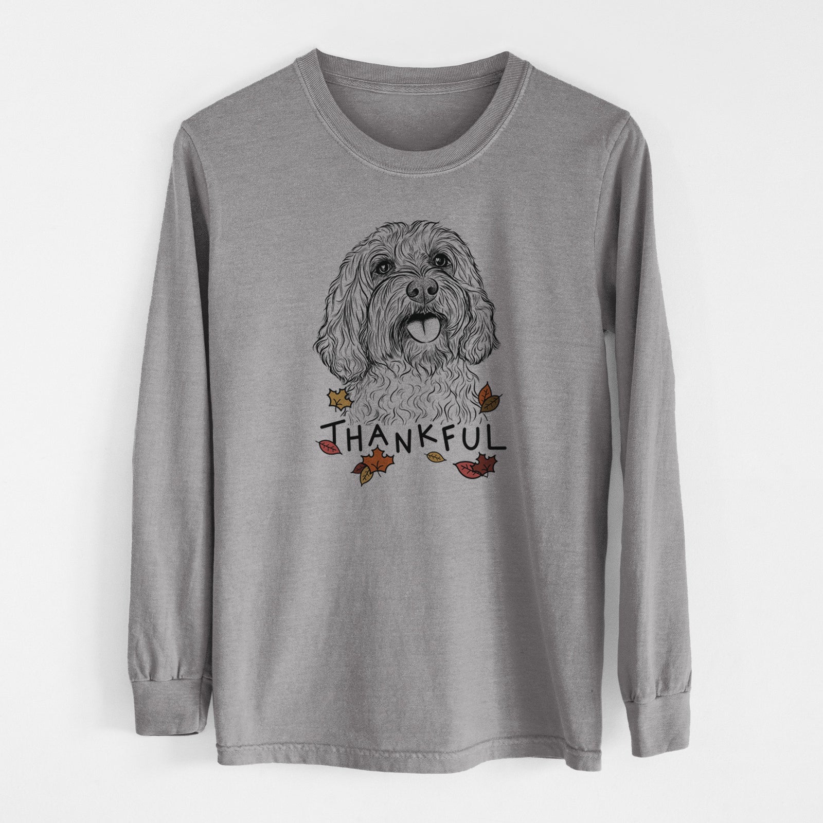 Thankful Cali the Cavapoo - Men's Heavyweight 100% Cotton Long Sleeve