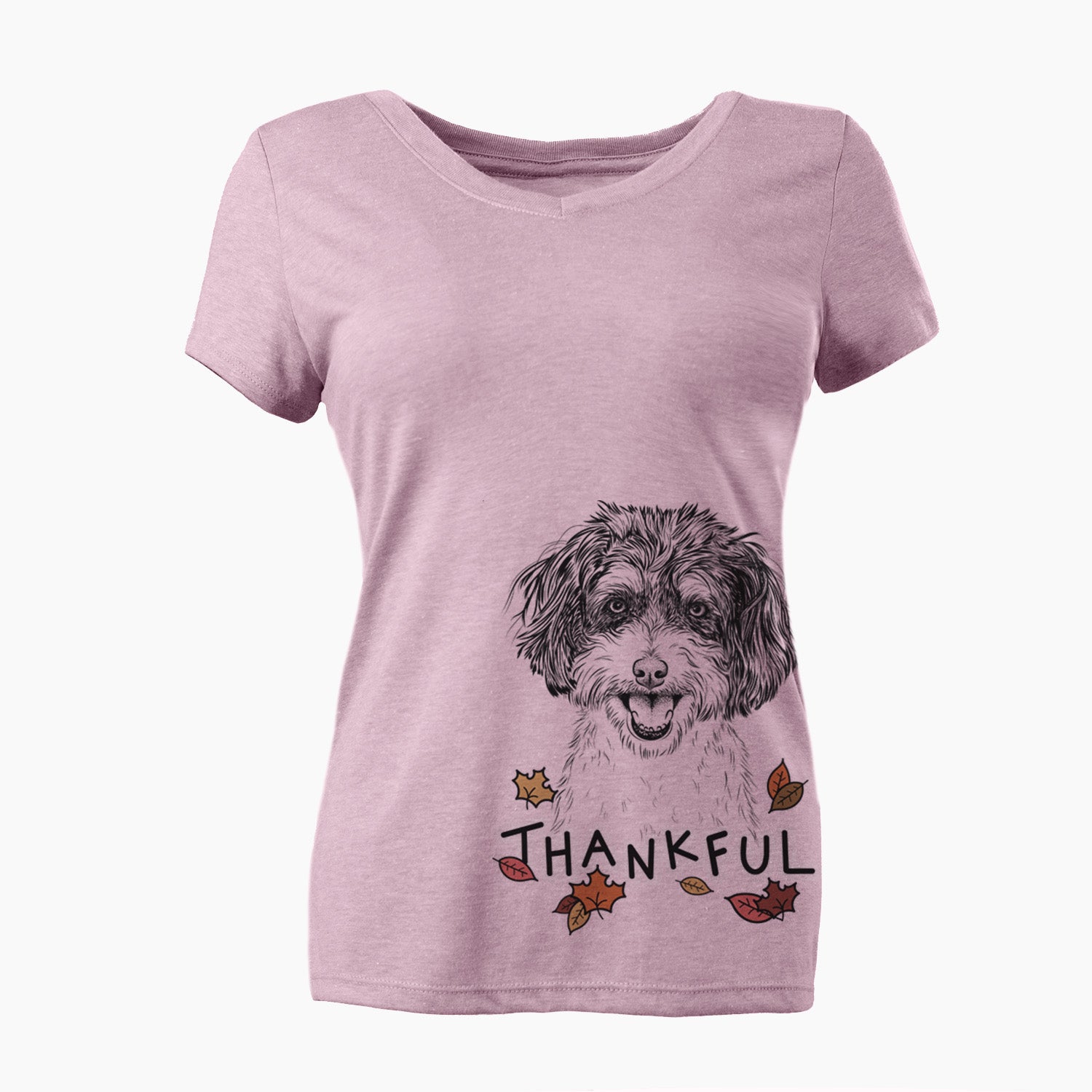 Thankful Carlos the Cavapoo - Women's V-neck Shirt