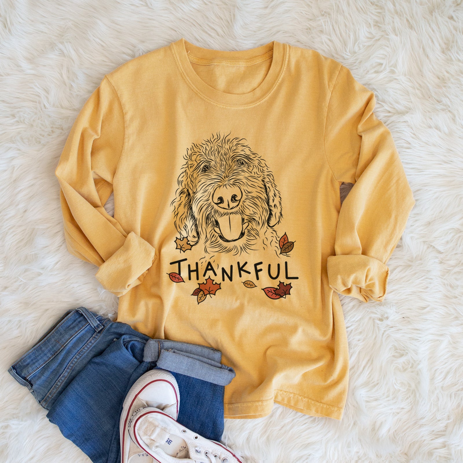 Thankful Dixie the Doodle - Men's Heavyweight 100% Cotton Long Sleeve